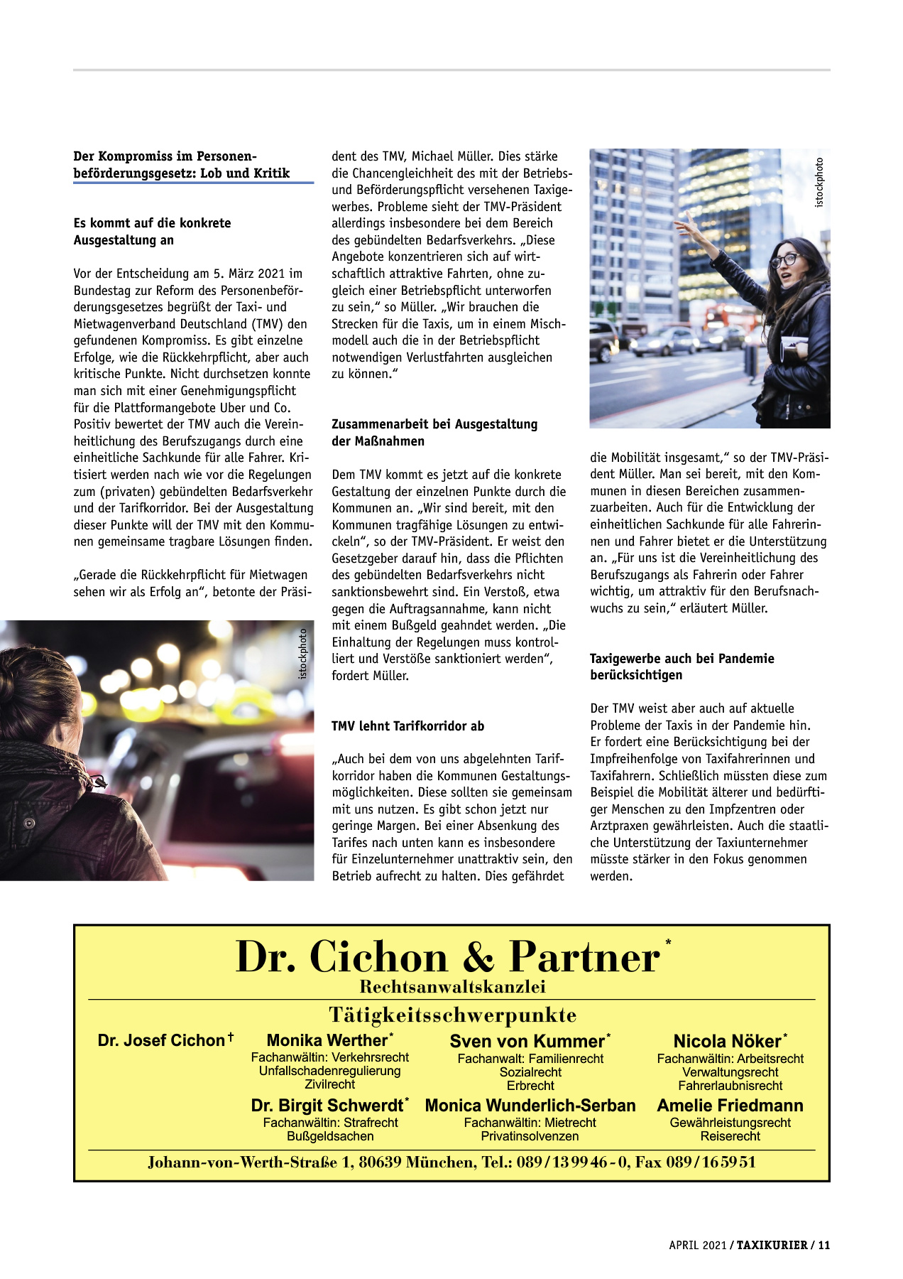 Originalseite 11 der Ausgabe Taxikurier April 2021
