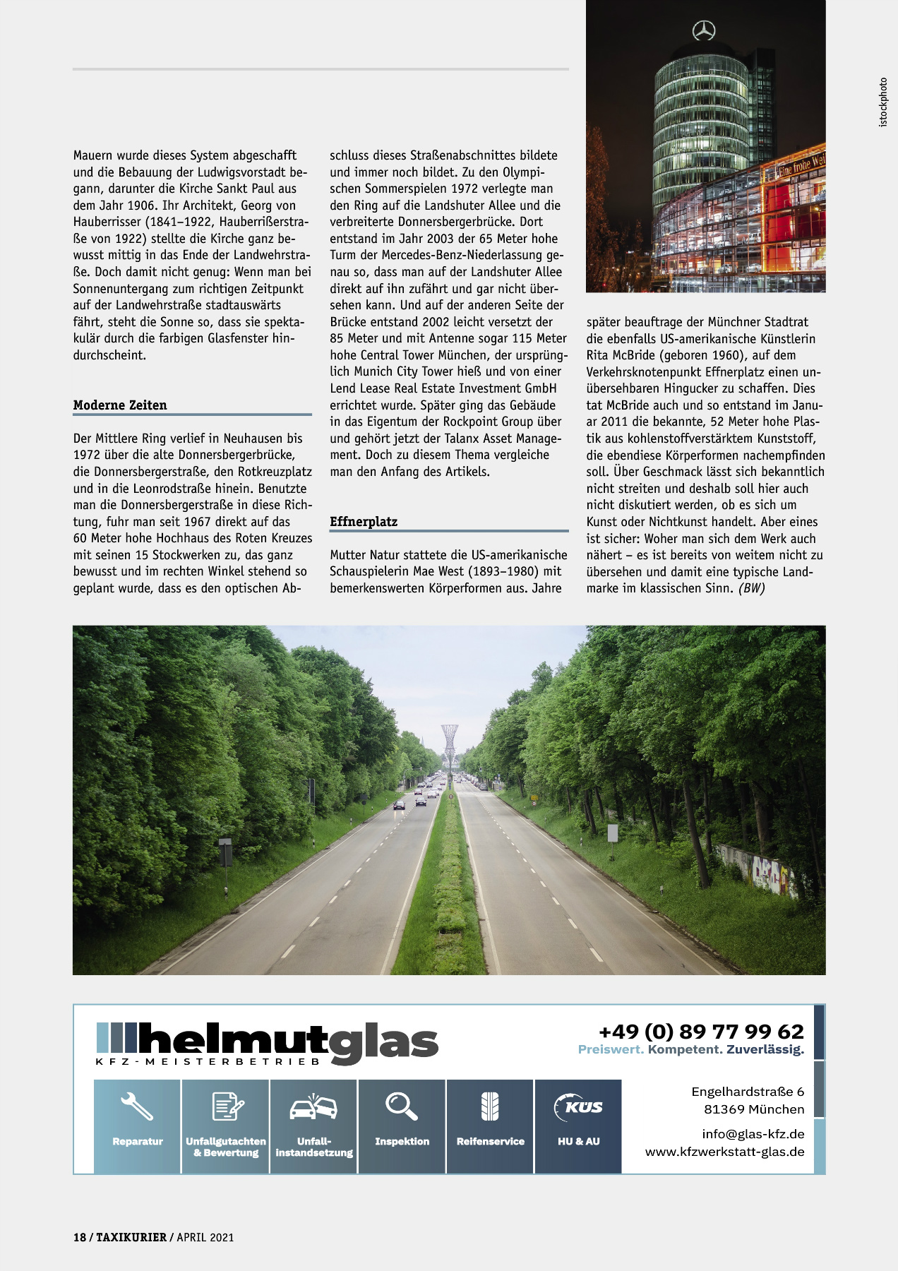 Originalseite 18 der Ausgabe Taxikurier April 2021