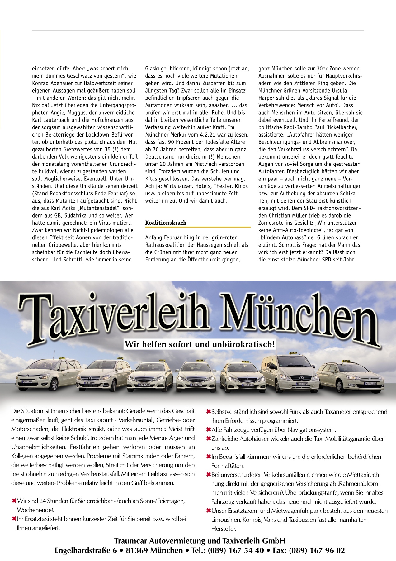Originalseite 21 der Ausgabe Taxikurier April 2021