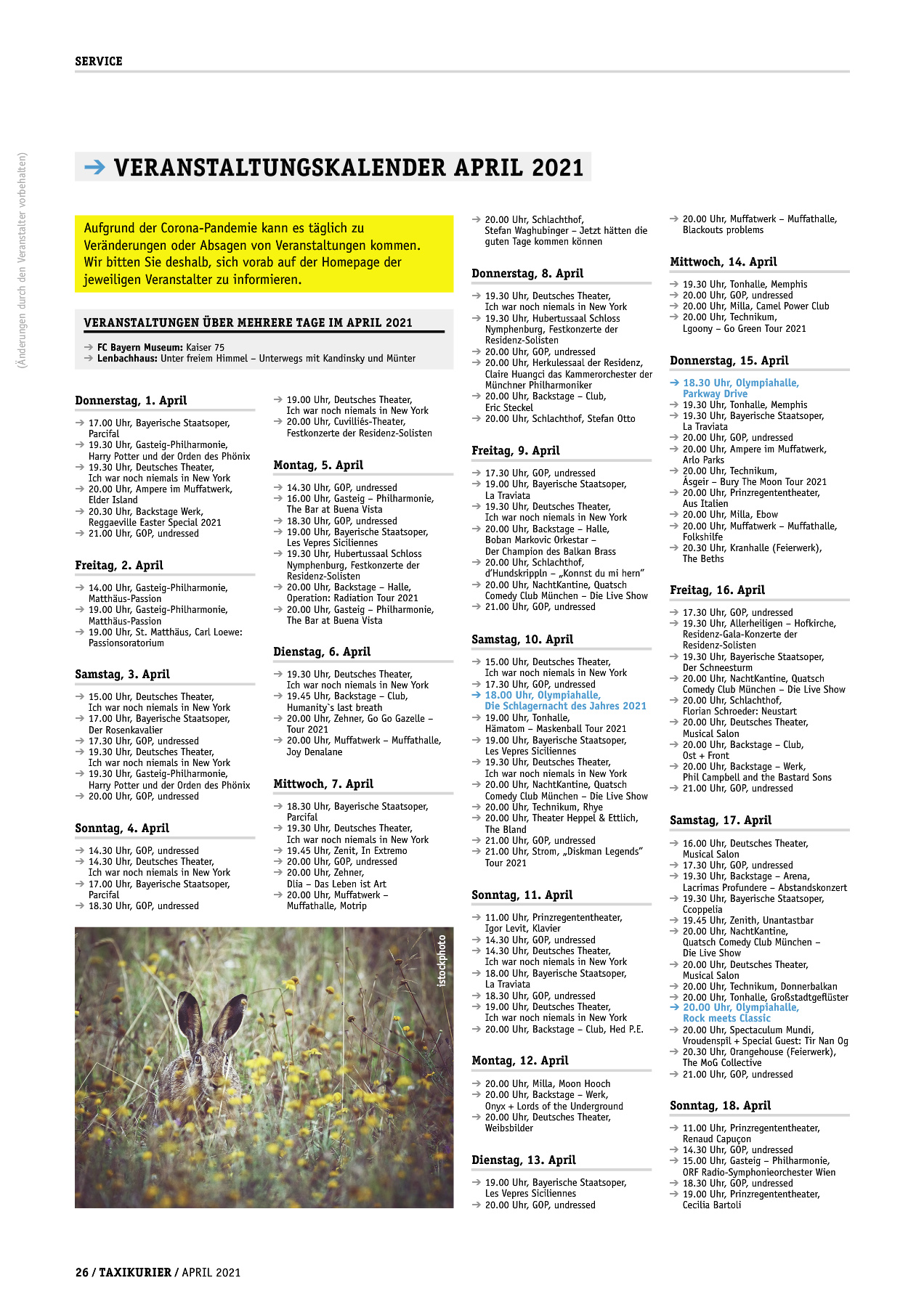 Originalseite 26 der Ausgabe Taxikurier April 2021