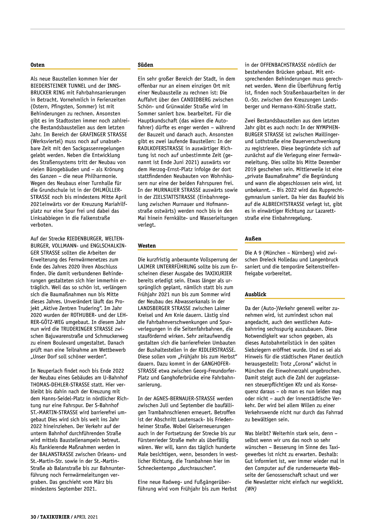 Originalseite 30 der Ausgabe Taxikurier April 2021