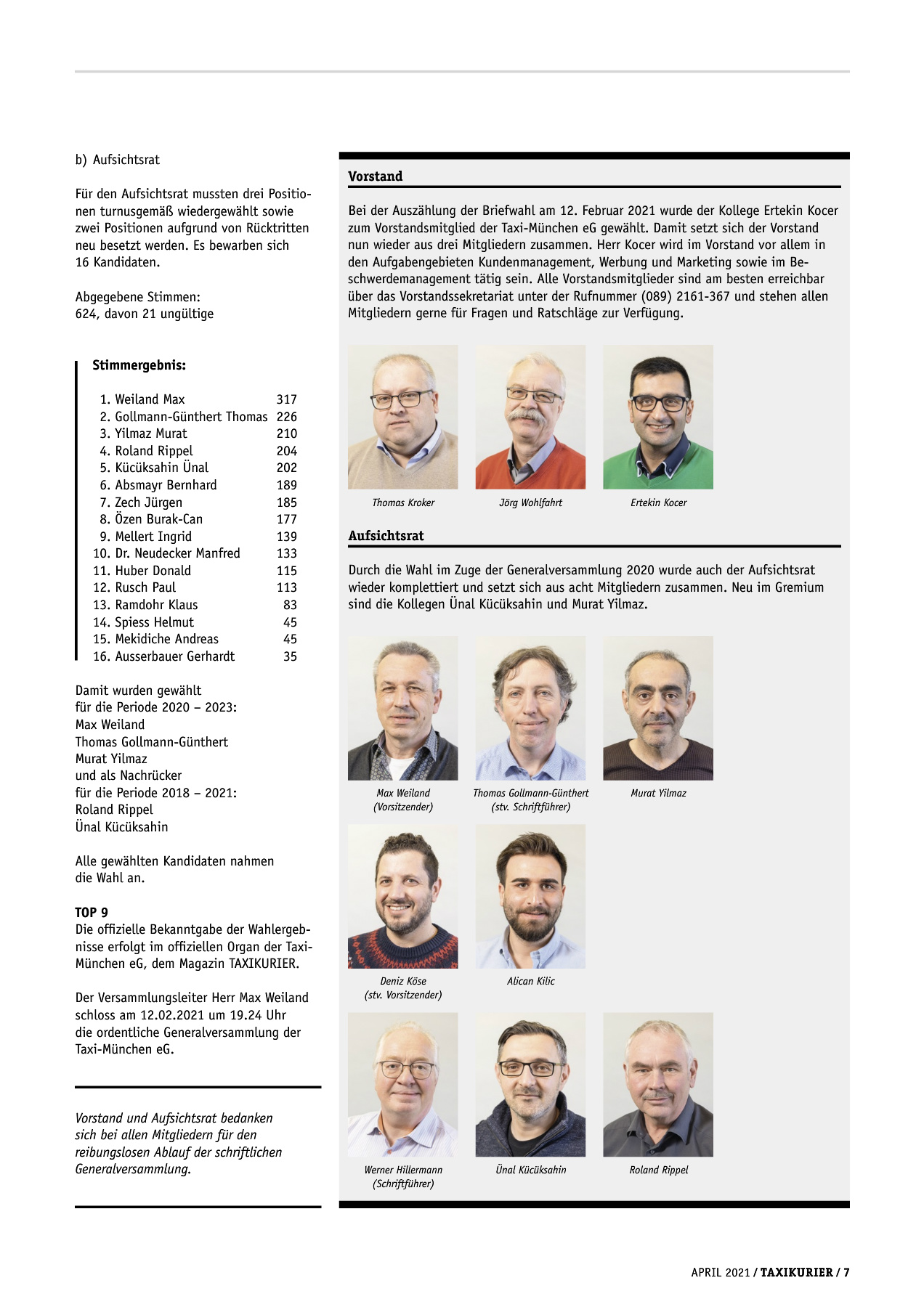 Originalseite 7 der Ausgabe Taxikurier April 2021