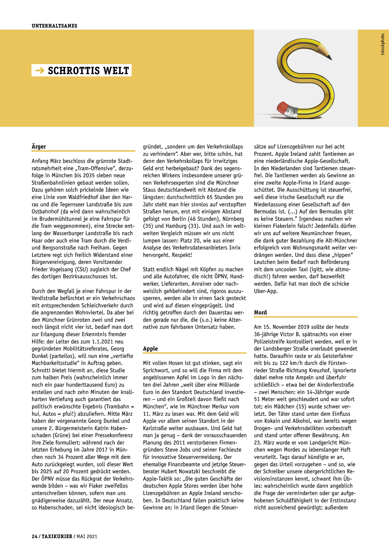 Originalseite 24 der Ausgabe Taxikurier Mai 2021