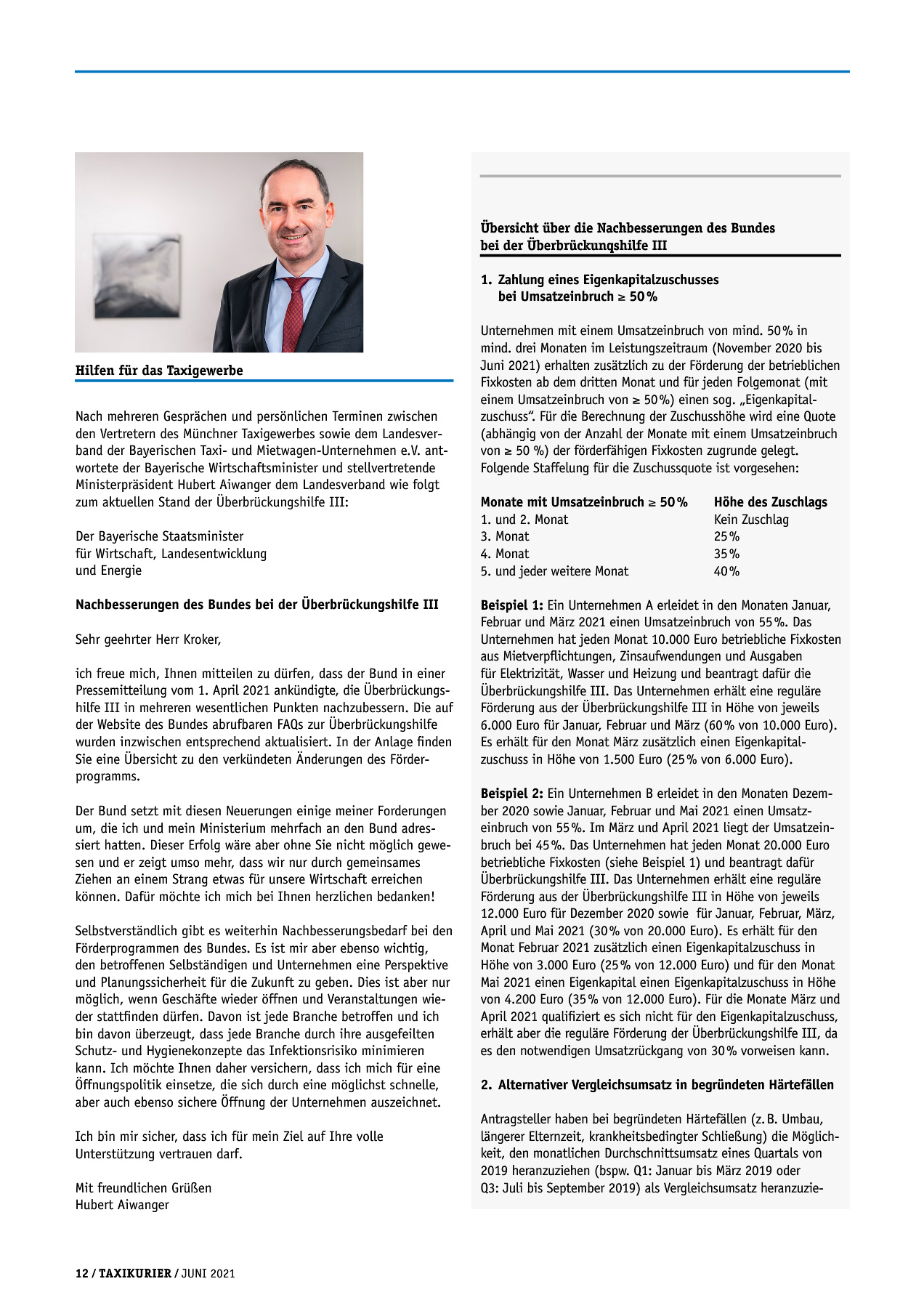Originalseite 12 der Ausgabe Taxikurier Juni 2021