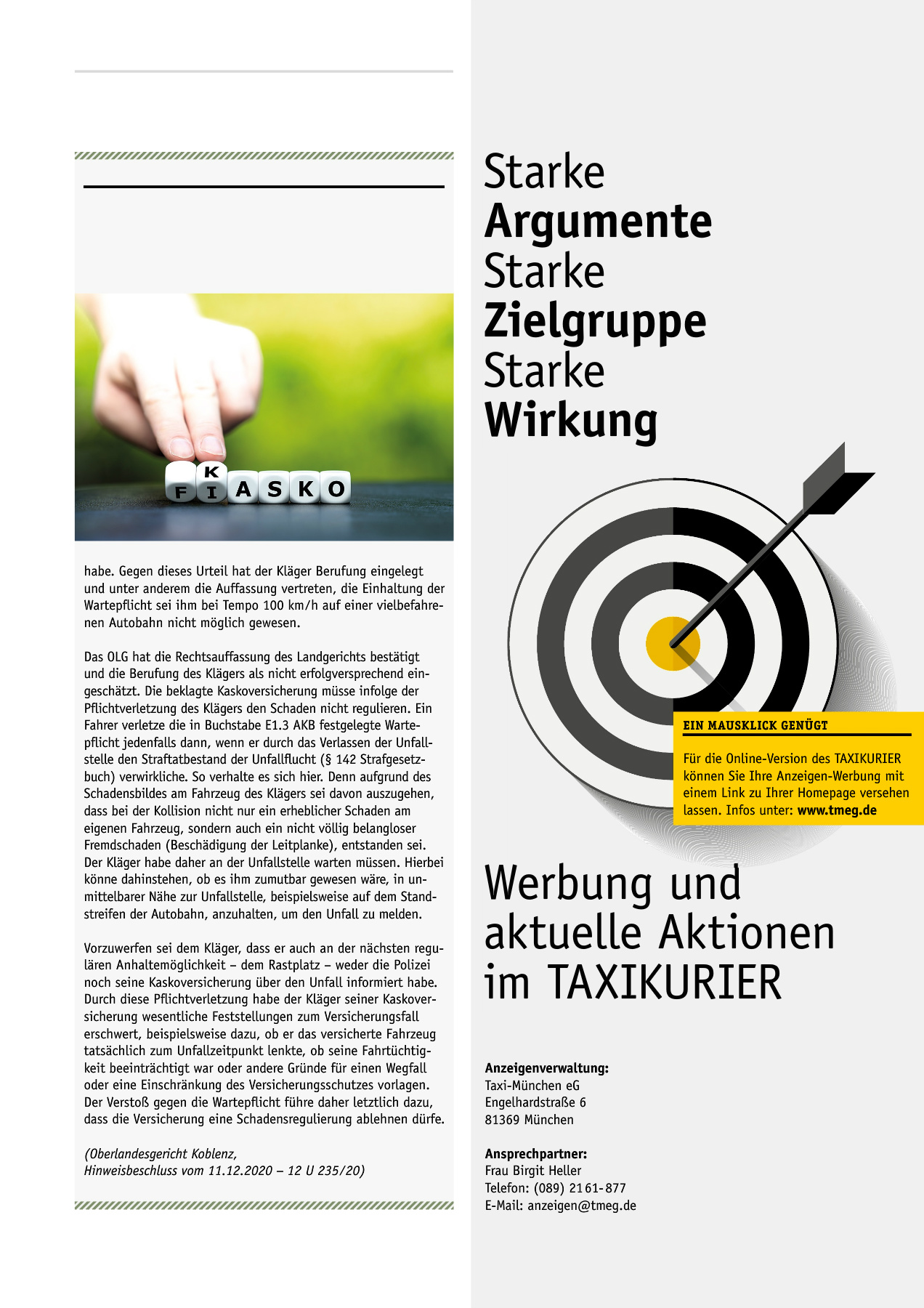 Originalseite 17 der Ausgabe Taxikurier Juni 2021