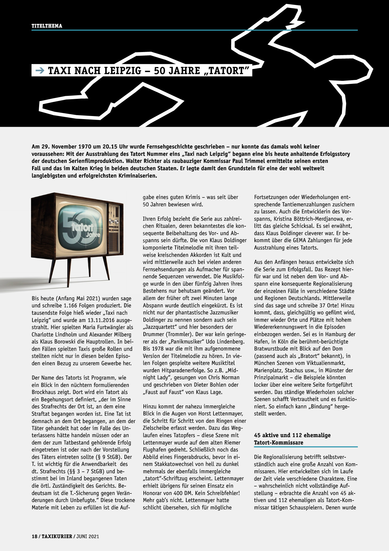 Originalseite 18 der Ausgabe Taxikurier Juni 2021