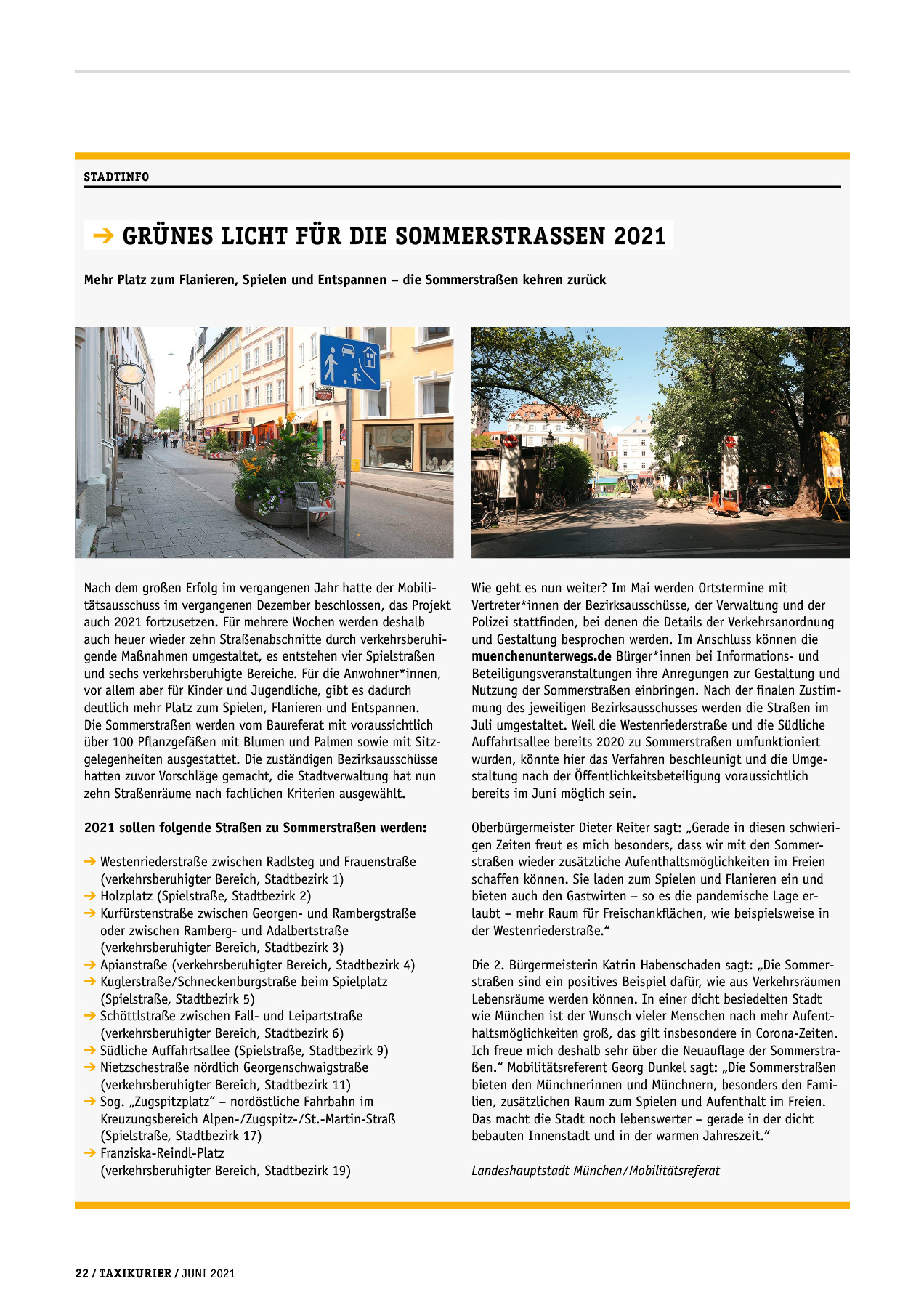 Originalseite 22 der Ausgabe Taxikurier Juni 2021