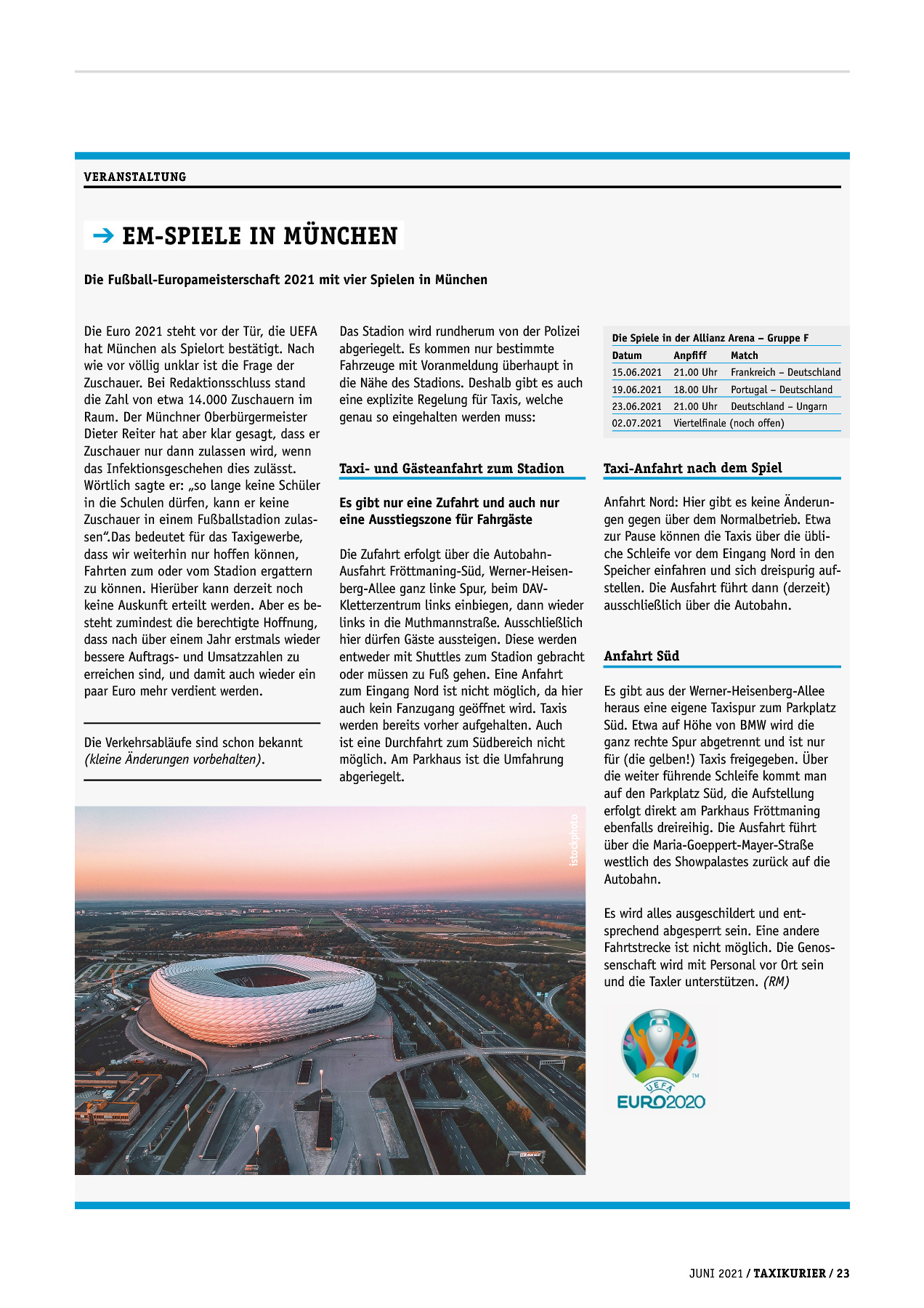 Originalseite 23 der Ausgabe Taxikurier Juni 2021