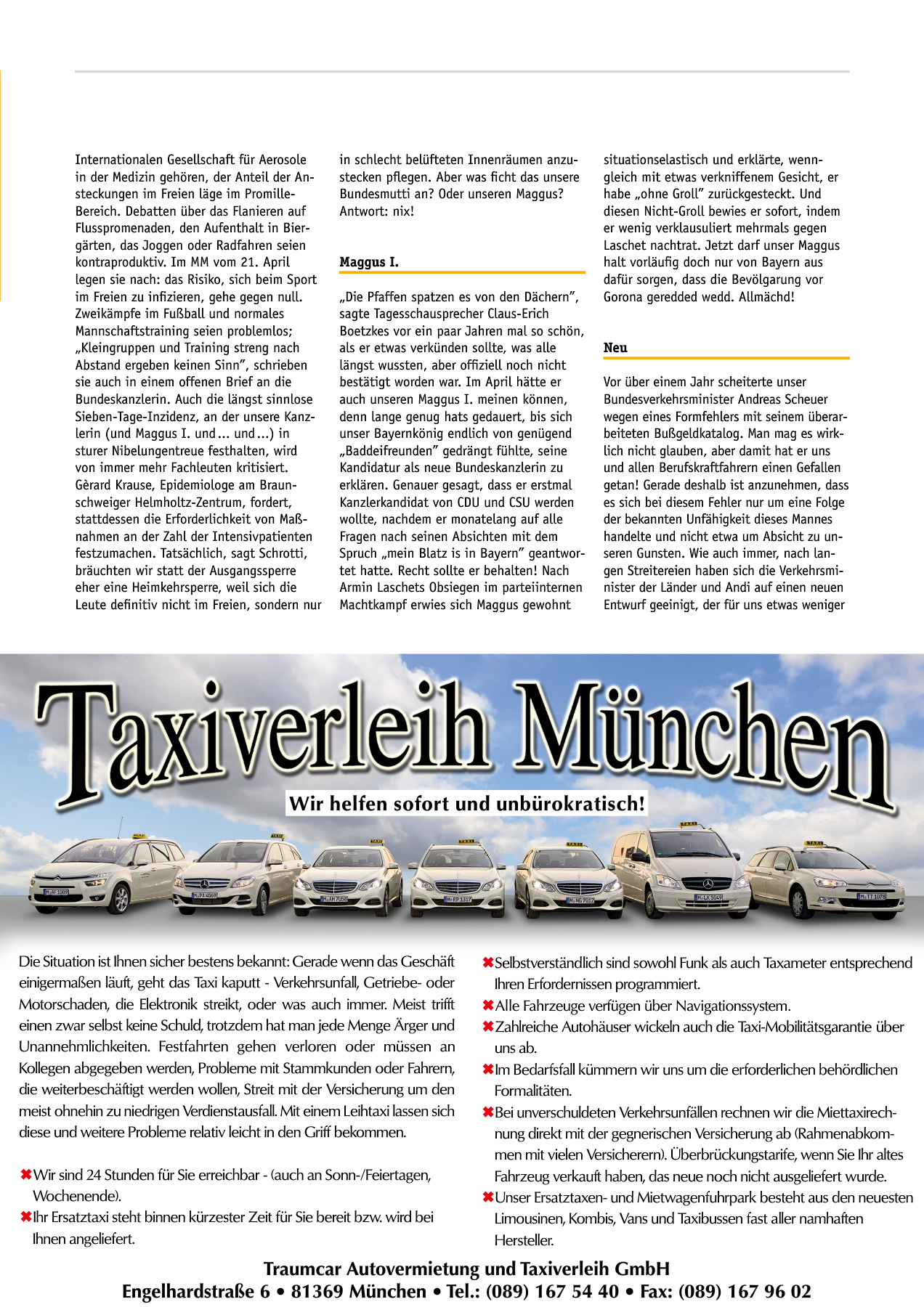 Originalseite 29 der Ausgabe Taxikurier Juni 2021