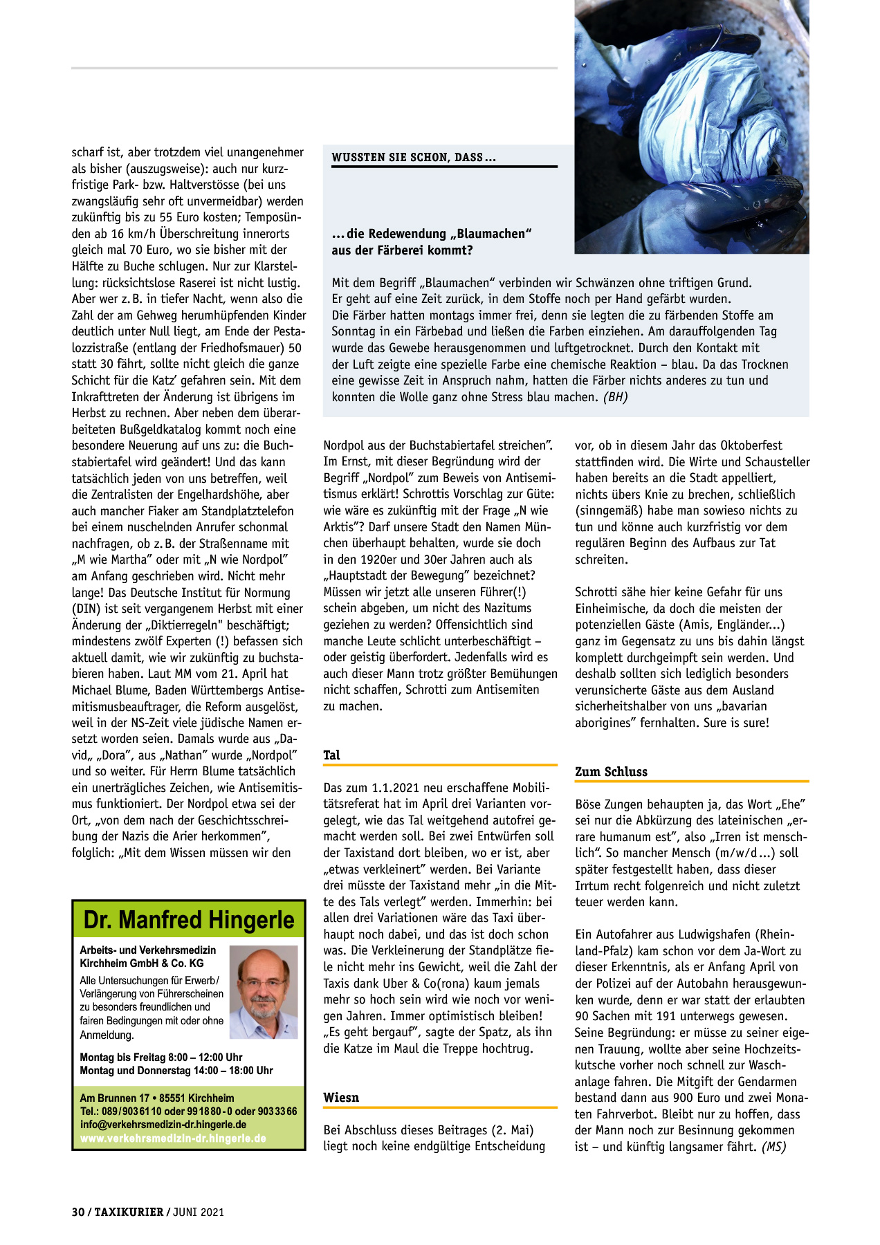 Originalseite 30 der Ausgabe Taxikurier Juni 2021