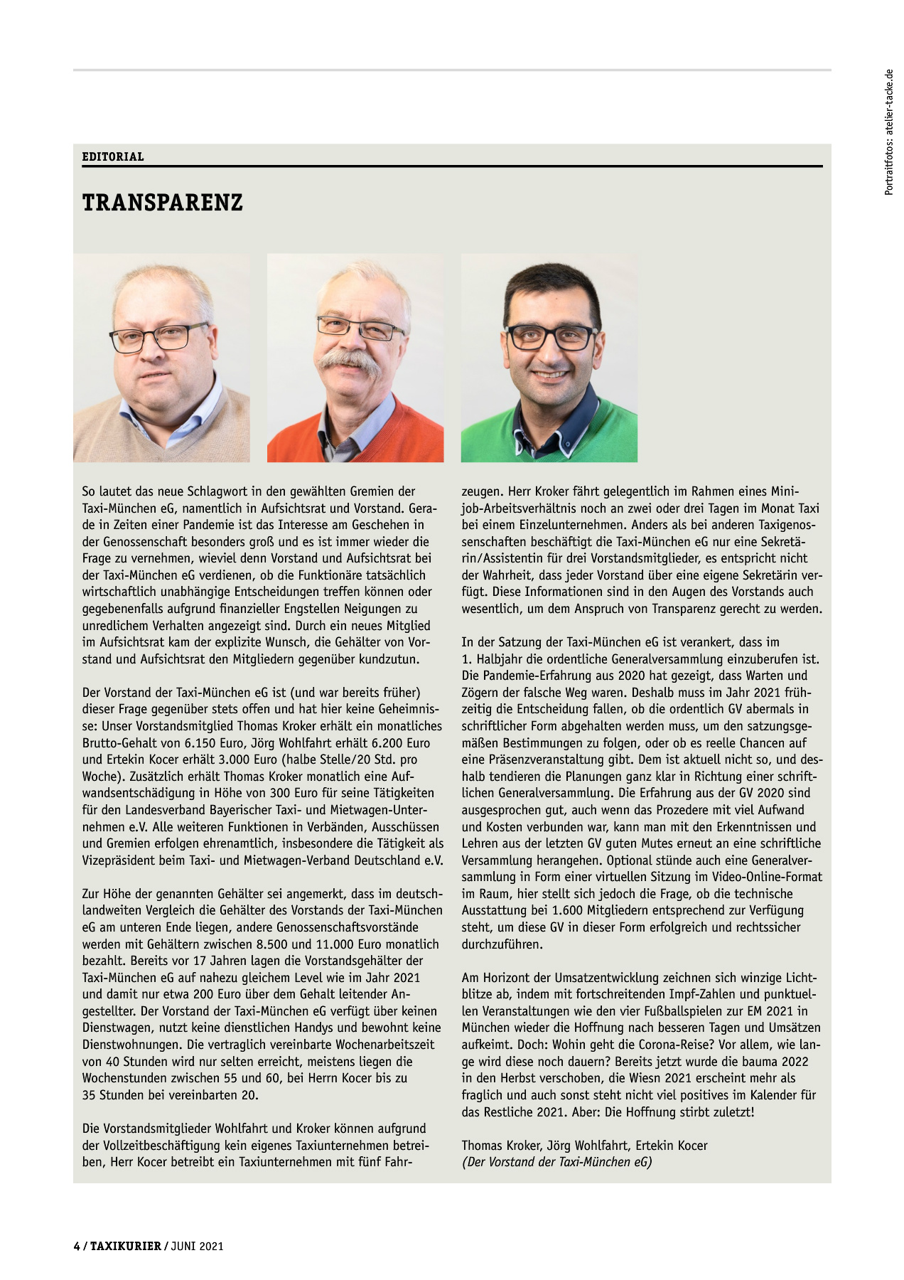 Originalseite 4 der Ausgabe Taxikurier Juni 2021
