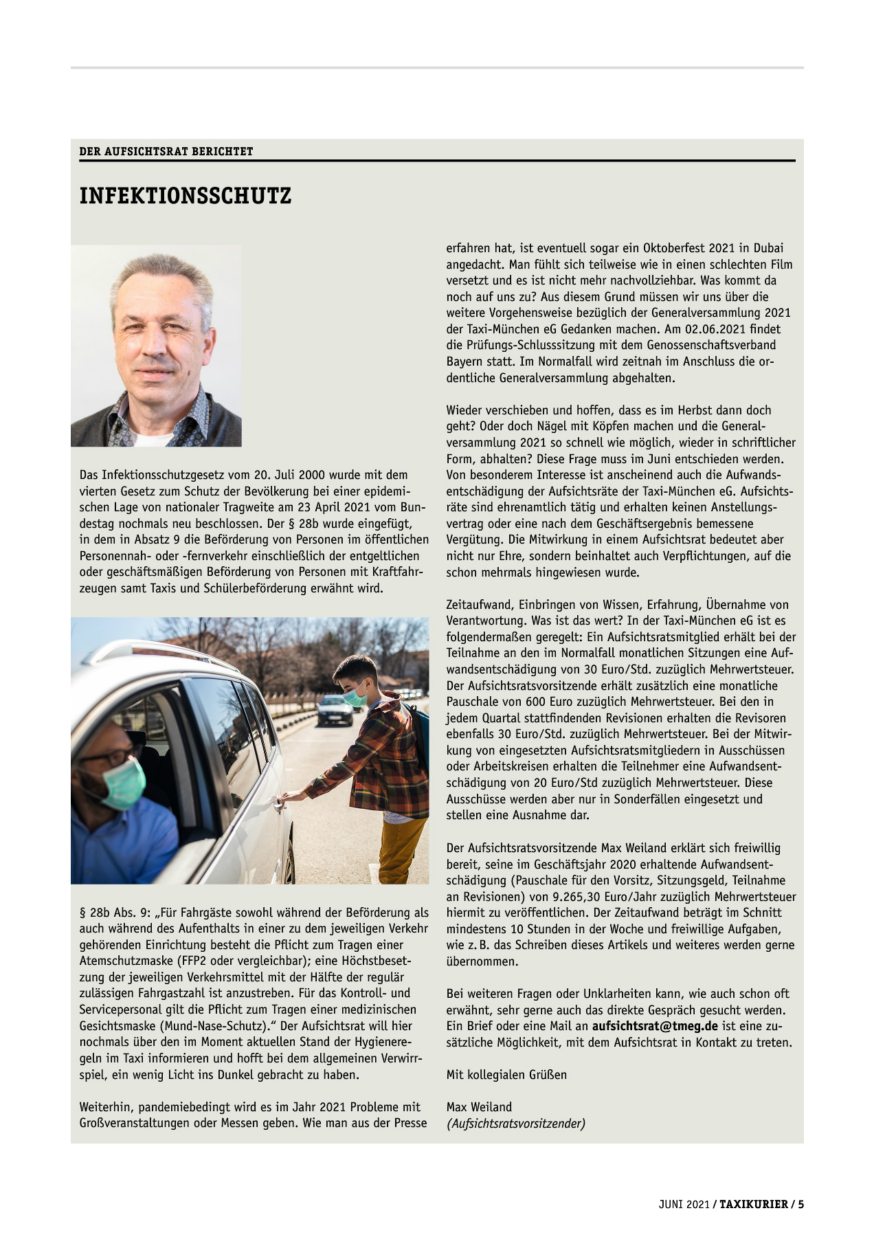 Originalseite 5 der Ausgabe Taxikurier Juni 2021