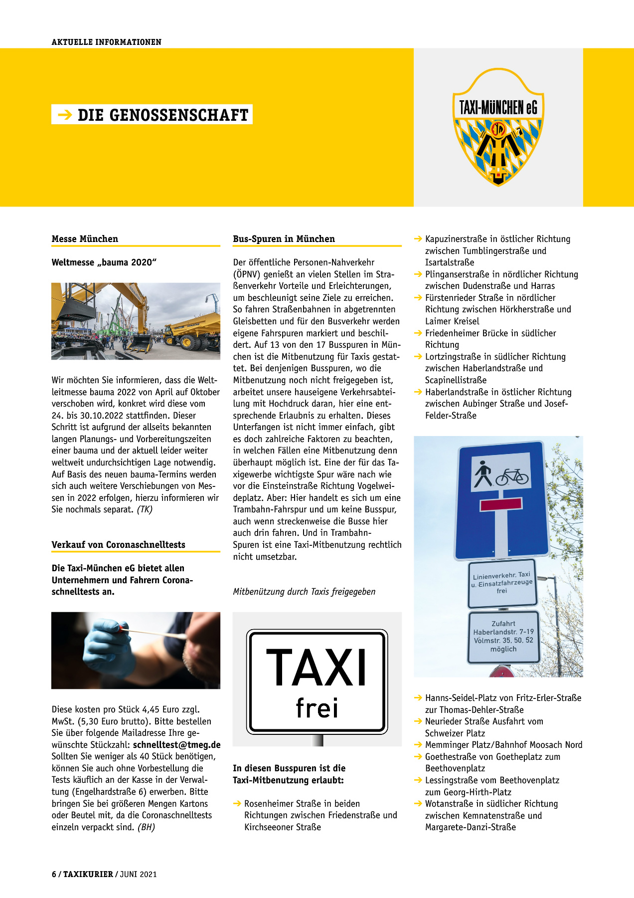 Originalseite 6 der Ausgabe Taxikurier Juni 2021