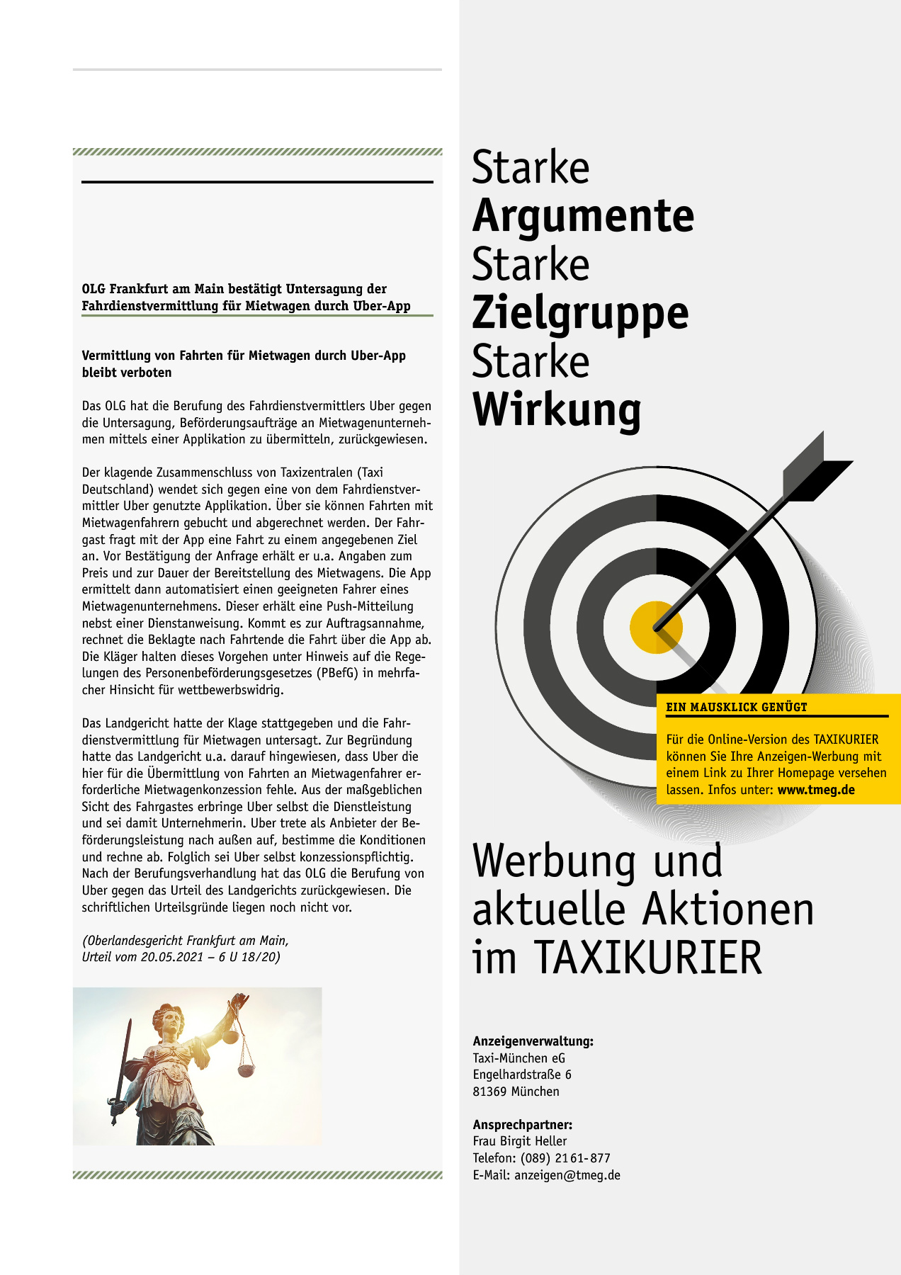 Originalseite 11 der Ausgabe Taxikurier Juli 2021