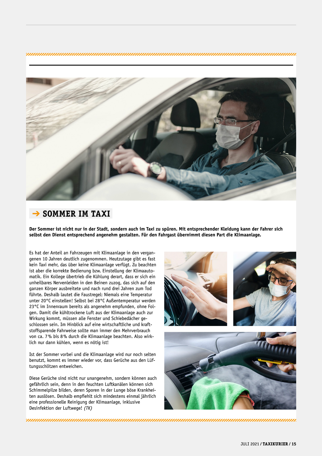 Originalseite 15 der Ausgabe Taxikurier Juli 2021