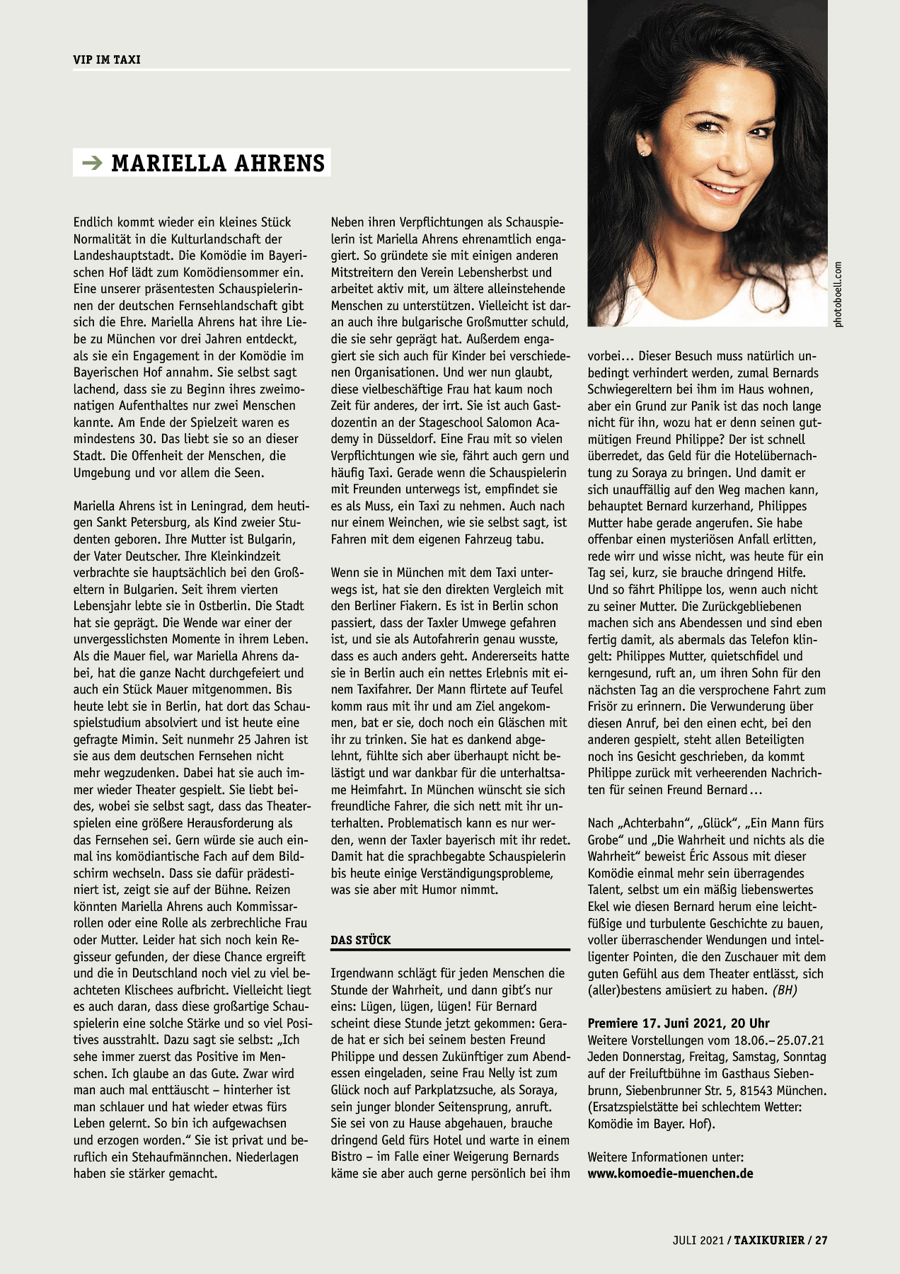 Originalseite 27 der Ausgabe Taxikurier Juli 2021