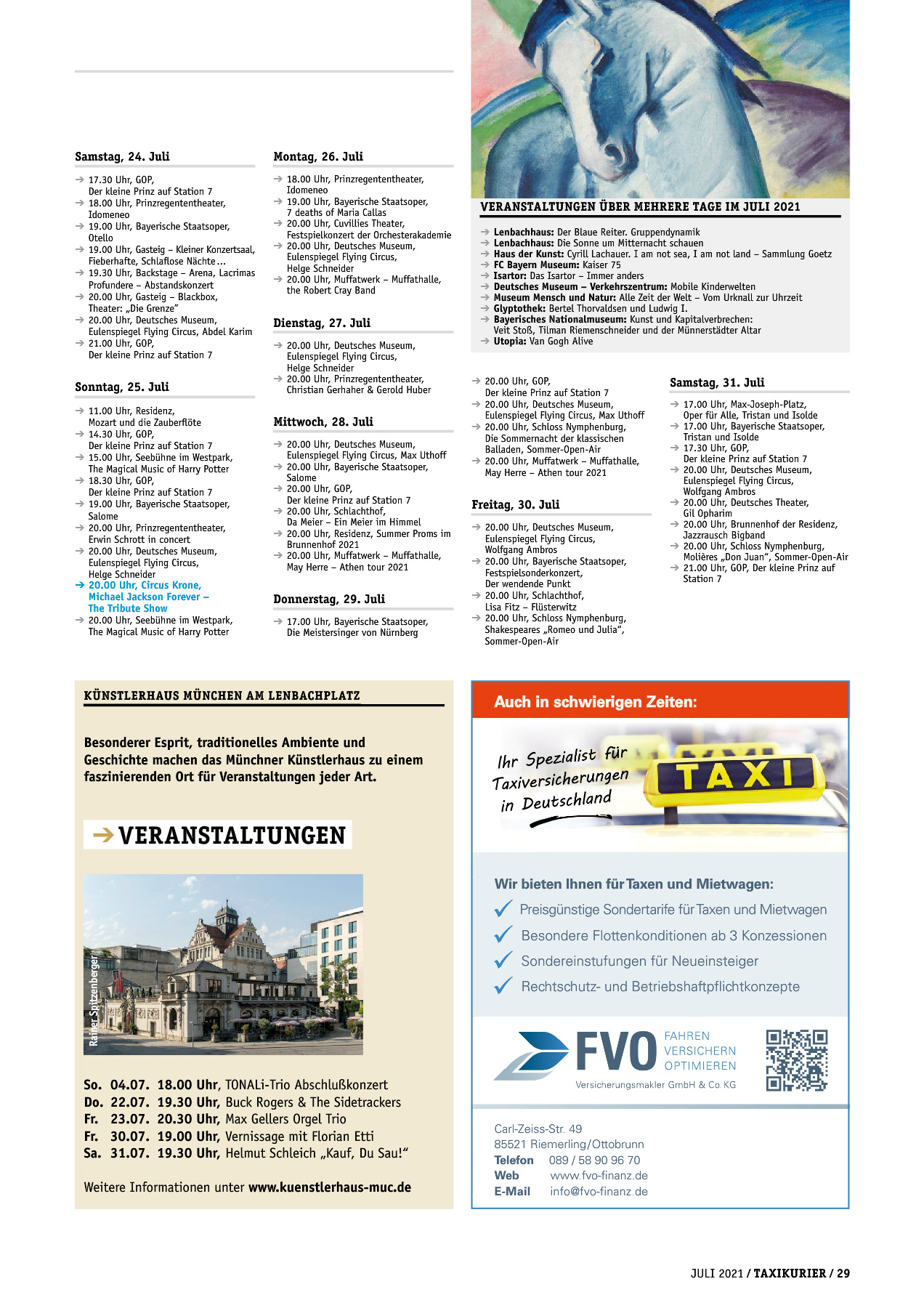 Originalseite 29 der Ausgabe Taxikurier Juli 2021