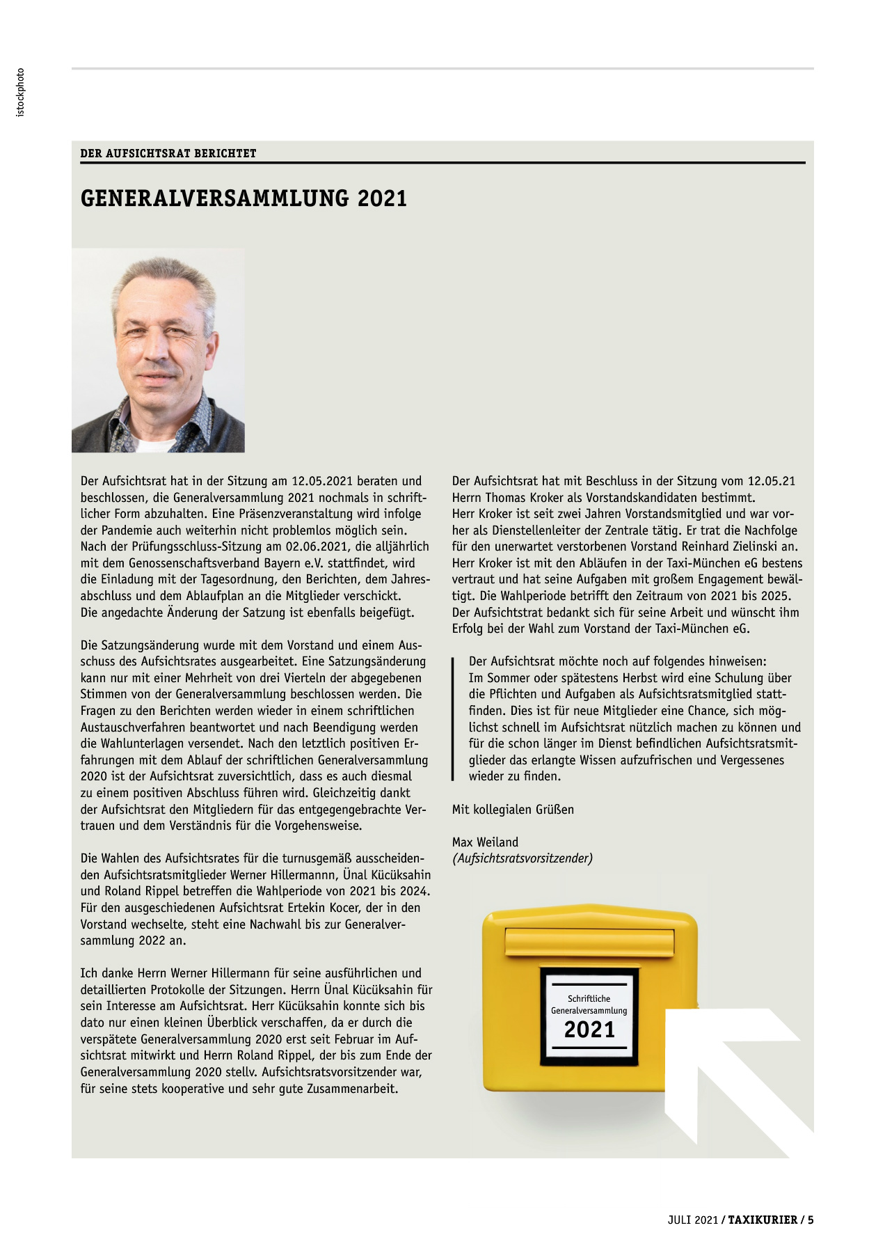 Originalseite 5 der Ausgabe Taxikurier Juli 2021