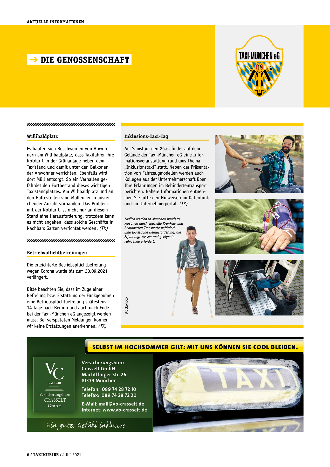 Originalseite 6 der Ausgabe Taxikurier Juli 2021