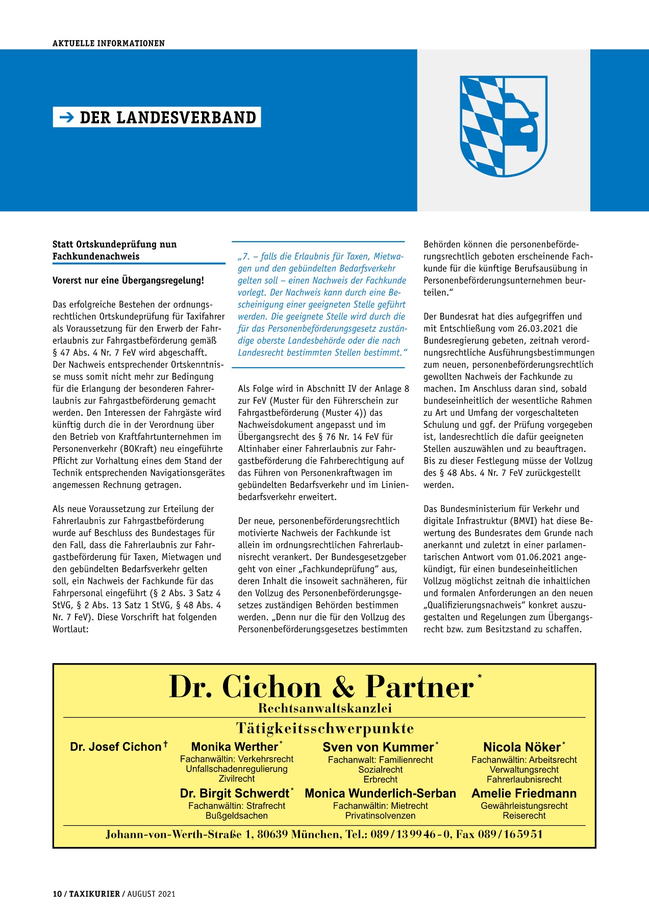 Originalseite 10 der Ausgabe Taxikurier August 2021