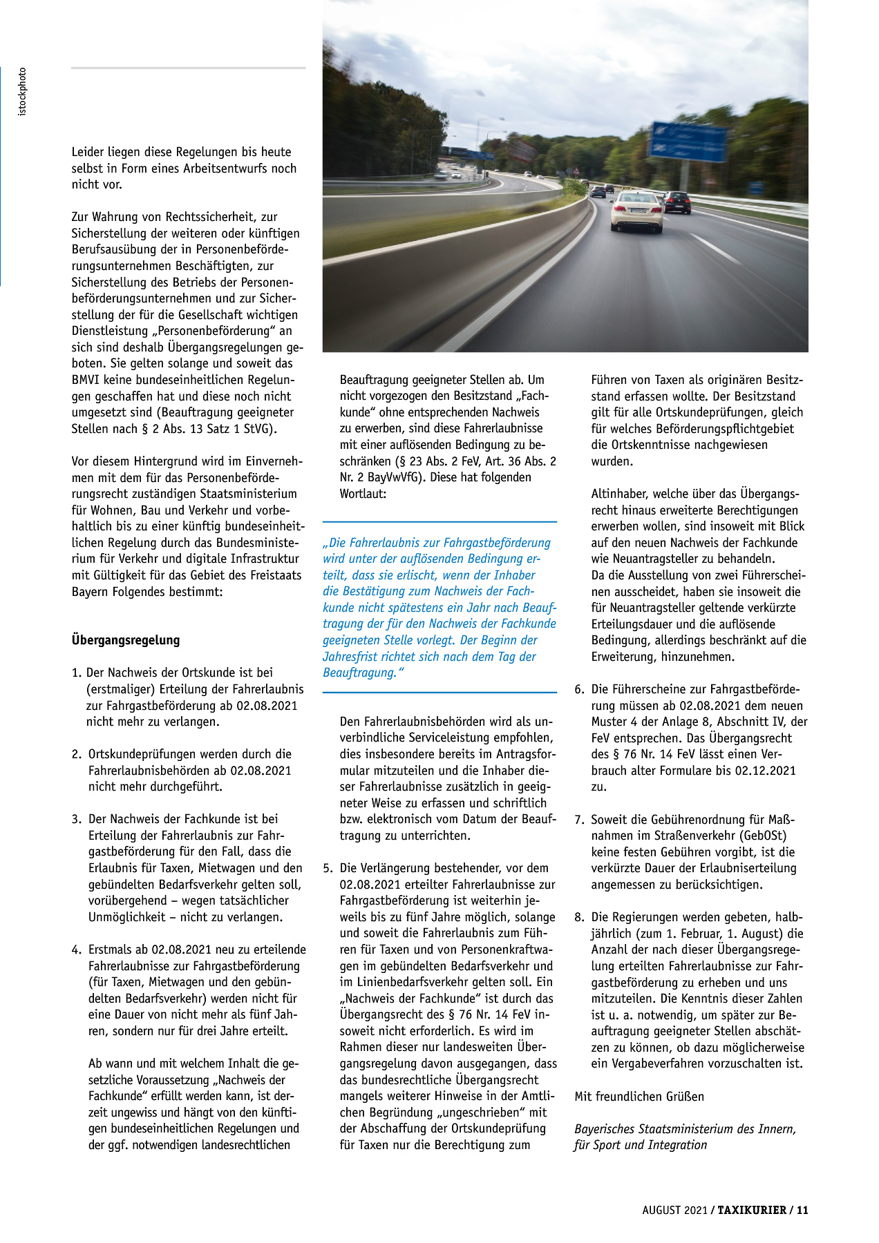 Originalseite 11 der Ausgabe Taxikurier August 2021