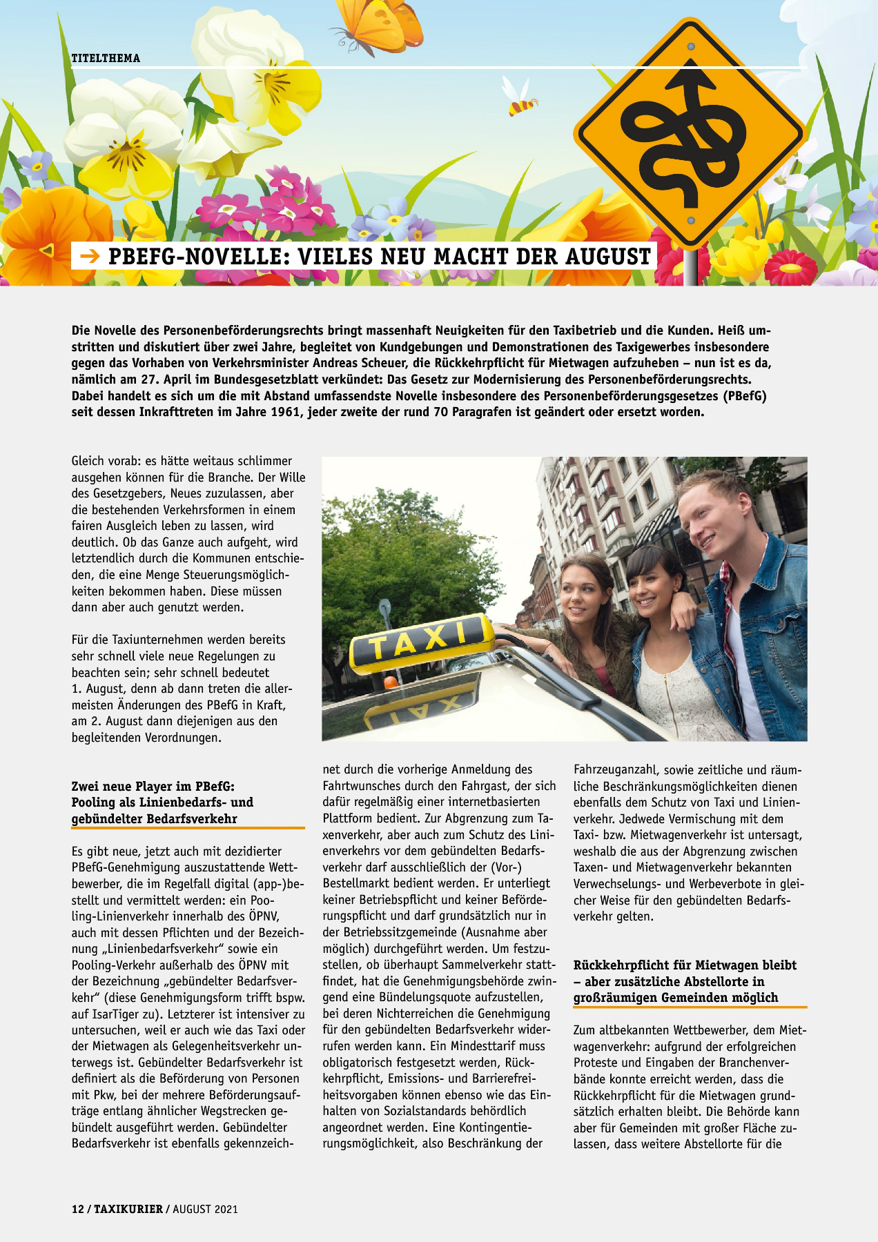Originalseite 12 der Ausgabe Taxikurier August 2021