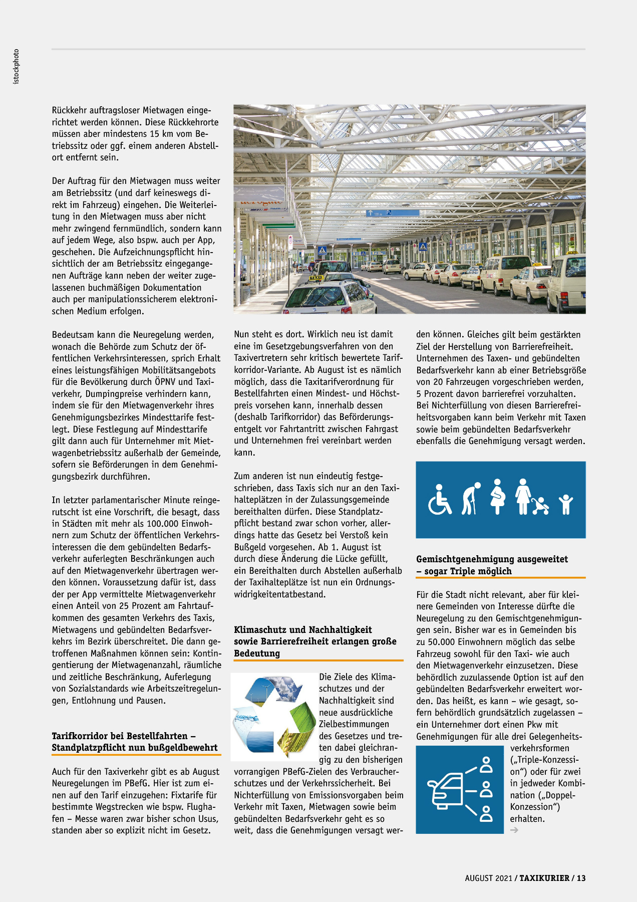 Originalseite 13 der Ausgabe Taxikurier August 2021