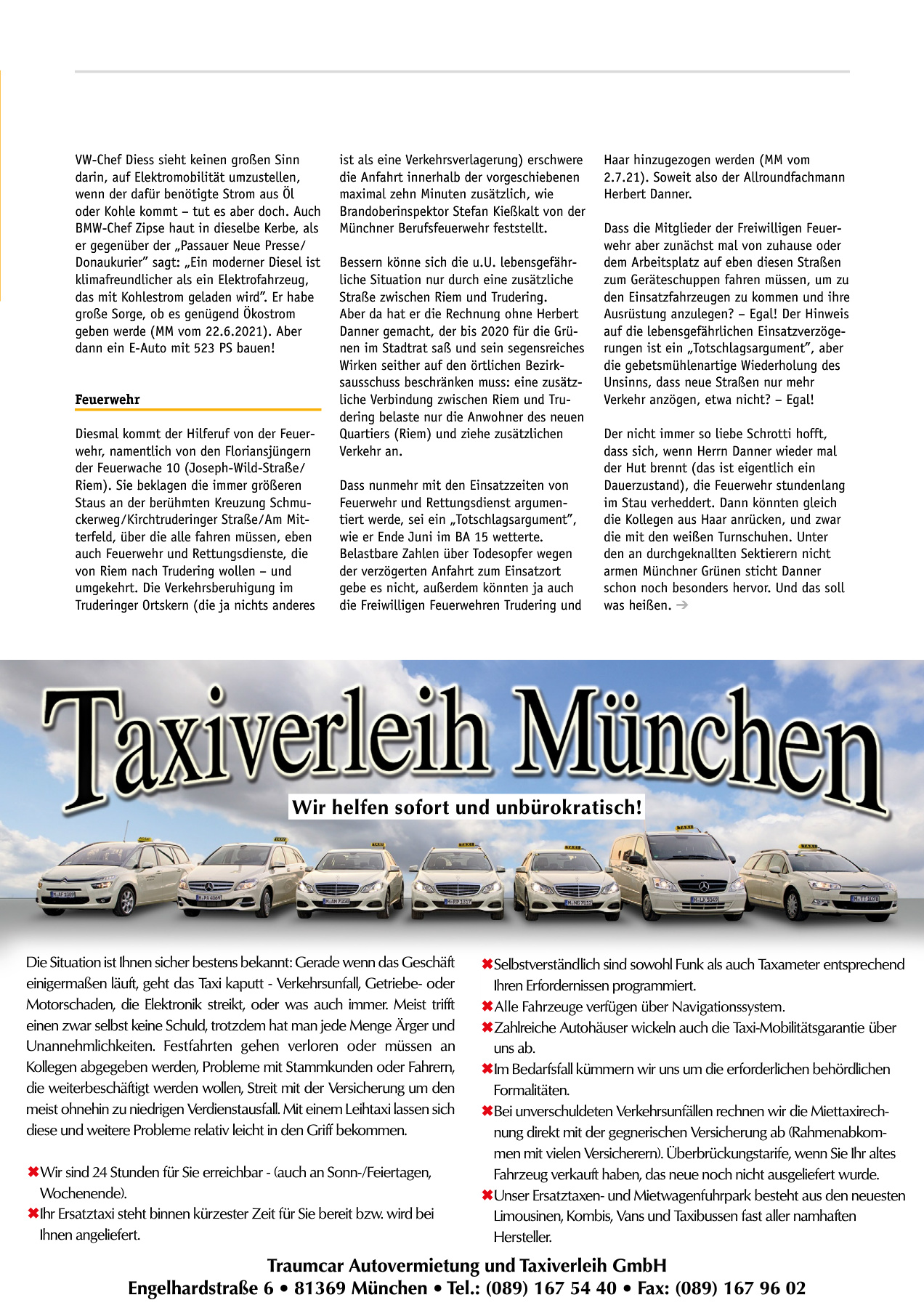 Originalseite 19 der Ausgabe Taxikurier August 2021
