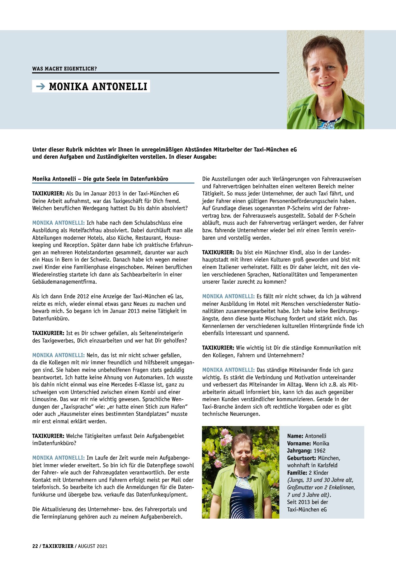 Originalseite 22 der Ausgabe Taxikurier August 2021