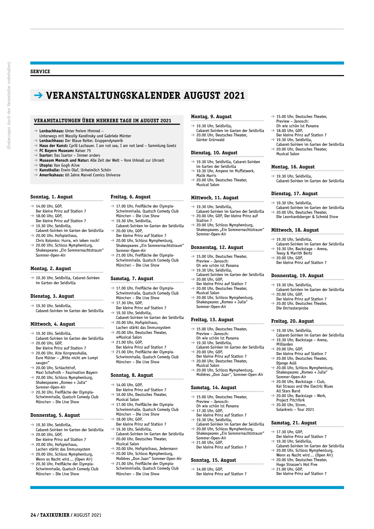 Originalseite 24 der Ausgabe Taxikurier August 2021