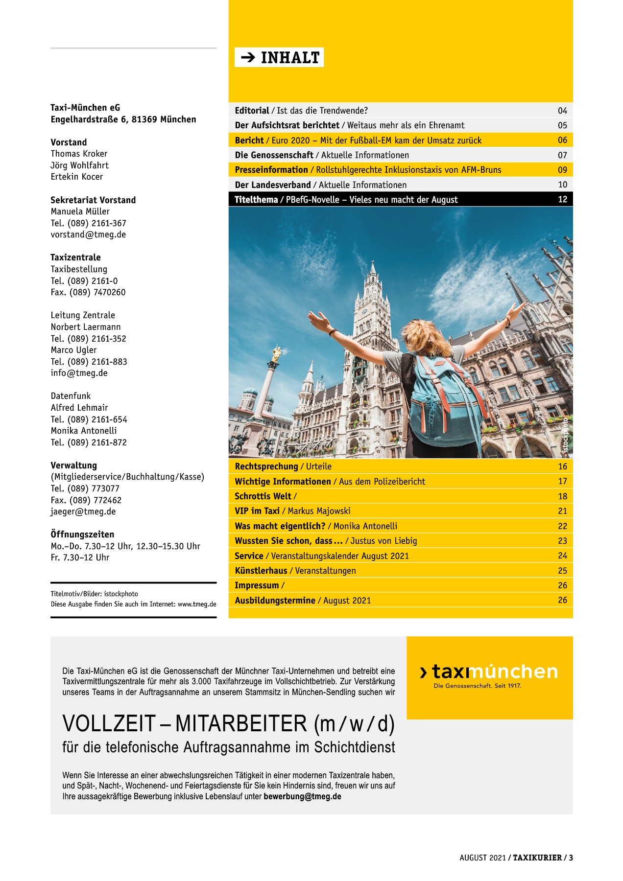 Originalseite 3 der Ausgabe Taxikurier August 2021
