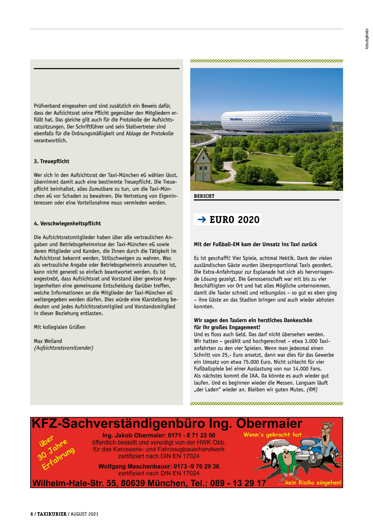 Originalseite 6 der Ausgabe Taxikurier August 2021