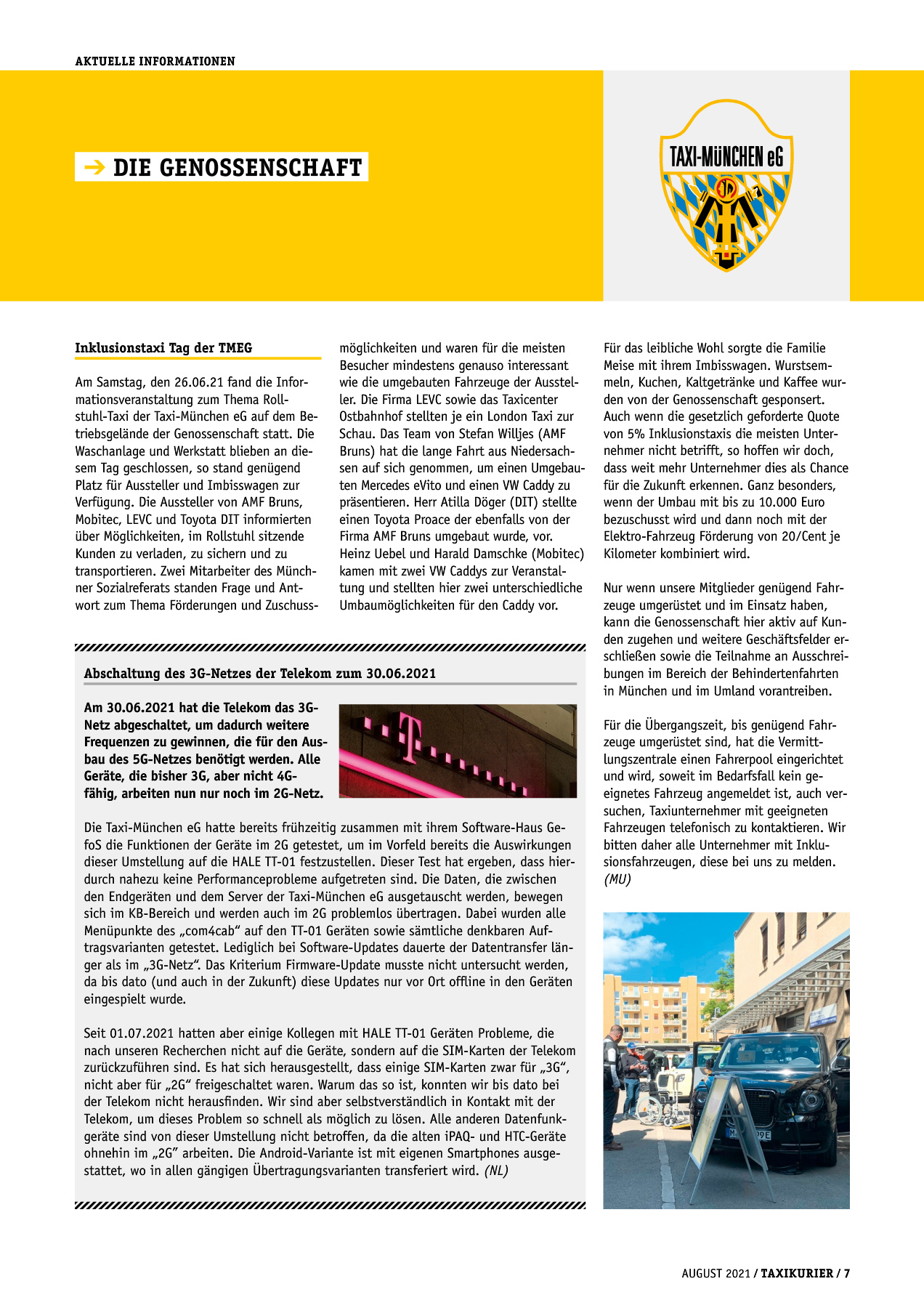 Originalseite 7 der Ausgabe Taxikurier August 2021