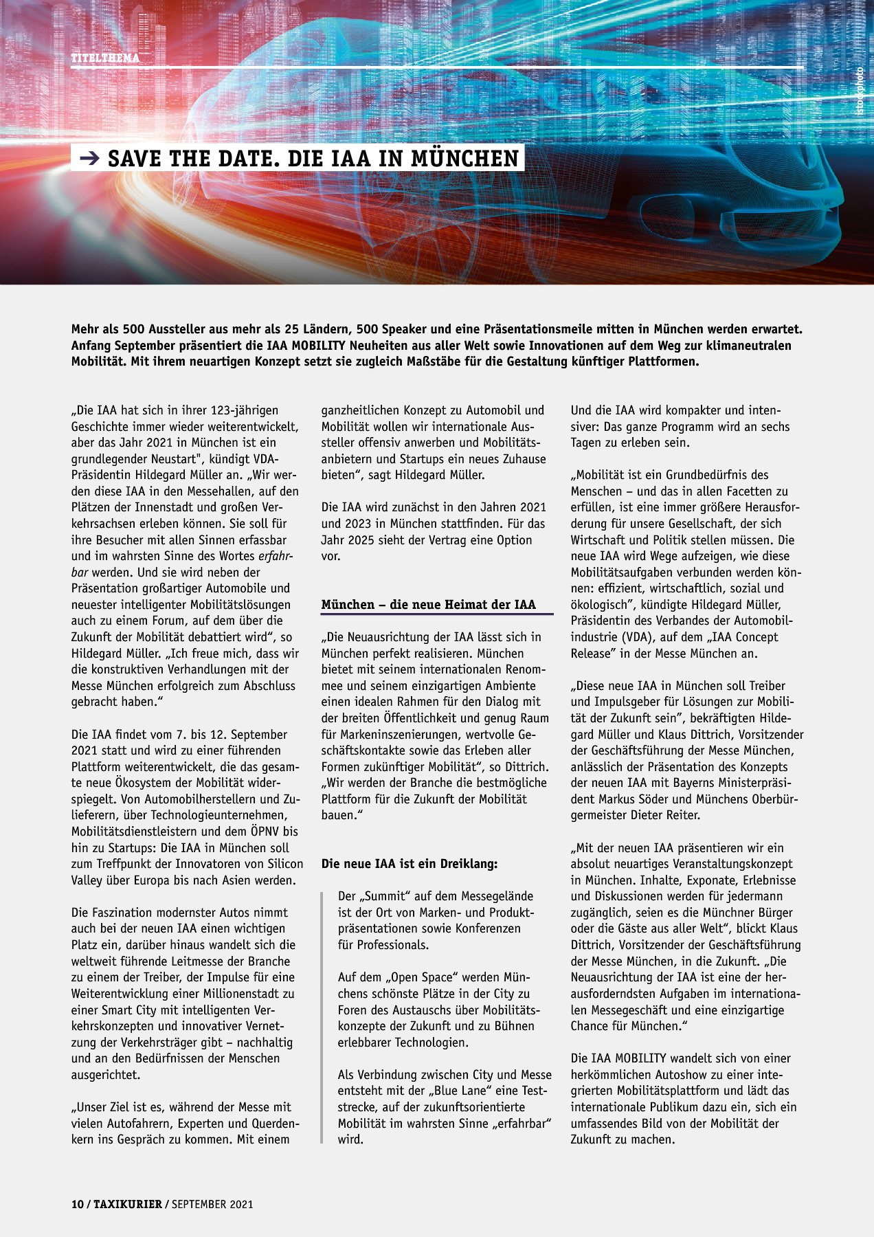 Originalseite 10 der Ausgabe Taxikurier September 2021
