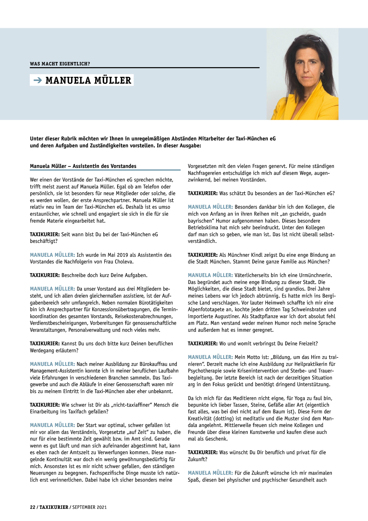 Originalseite 22 der Ausgabe Taxikurier September 2021