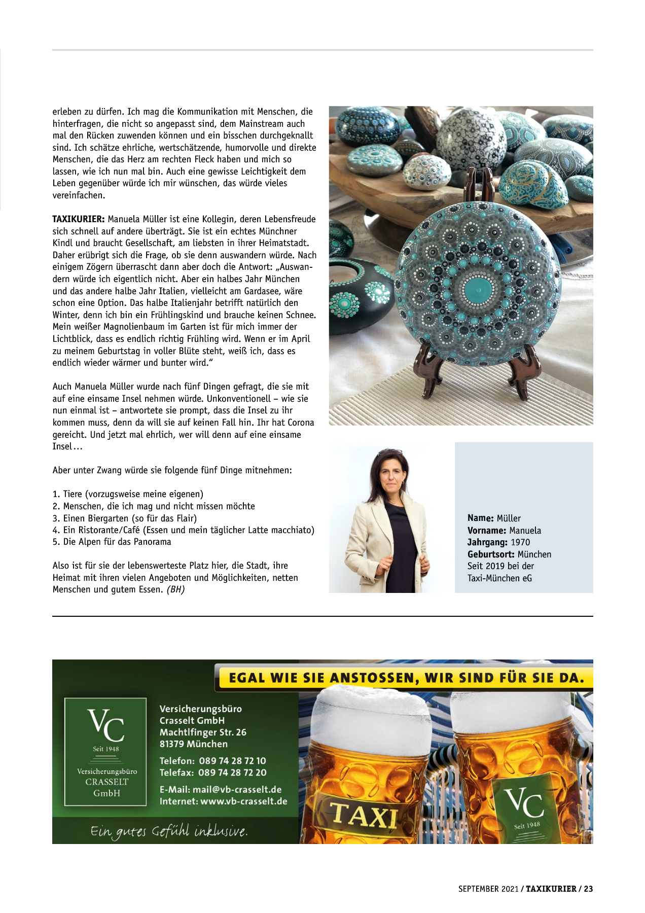Originalseite 23 der Ausgabe Taxikurier September 2021