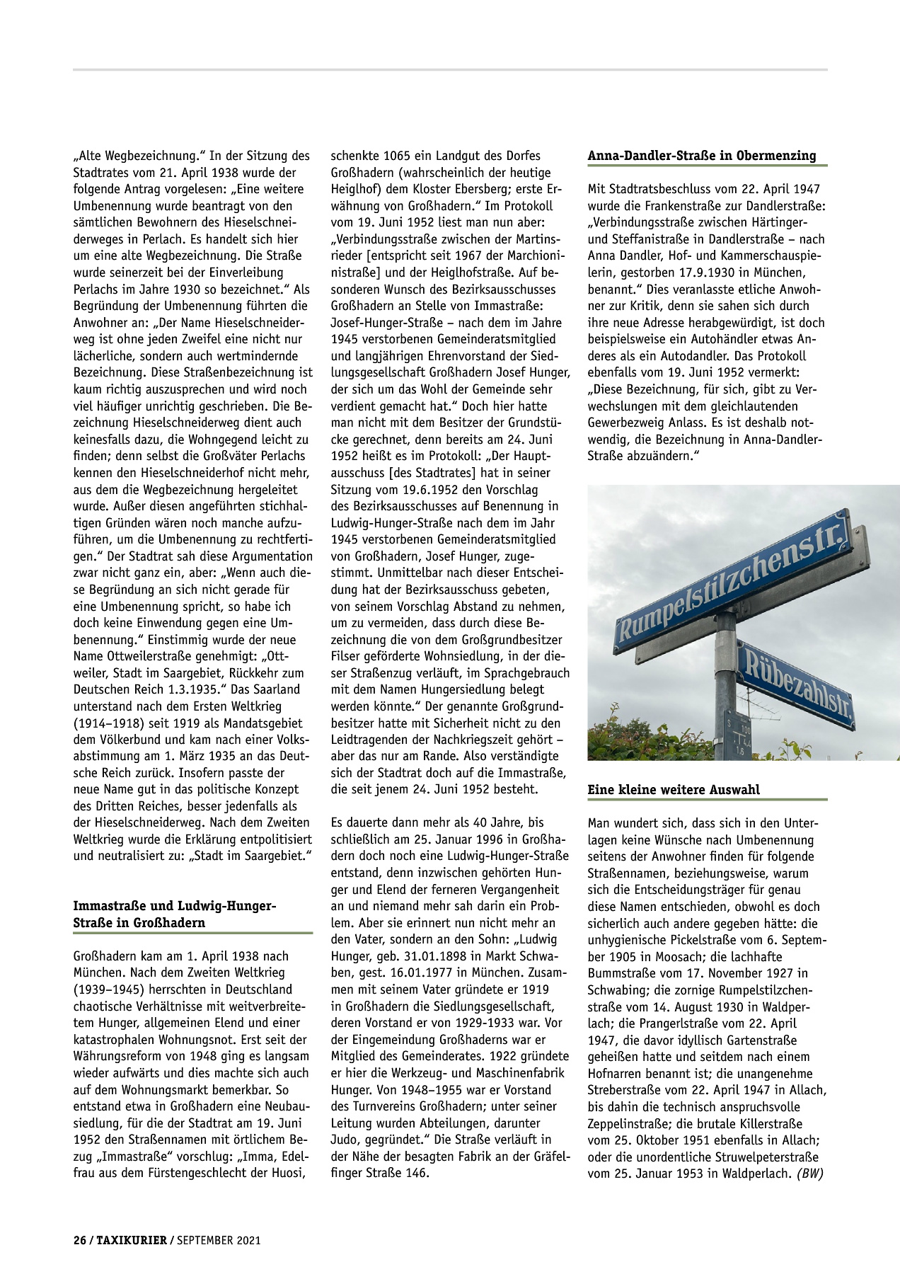 Originalseite 26 der Ausgabe Taxikurier September 2021