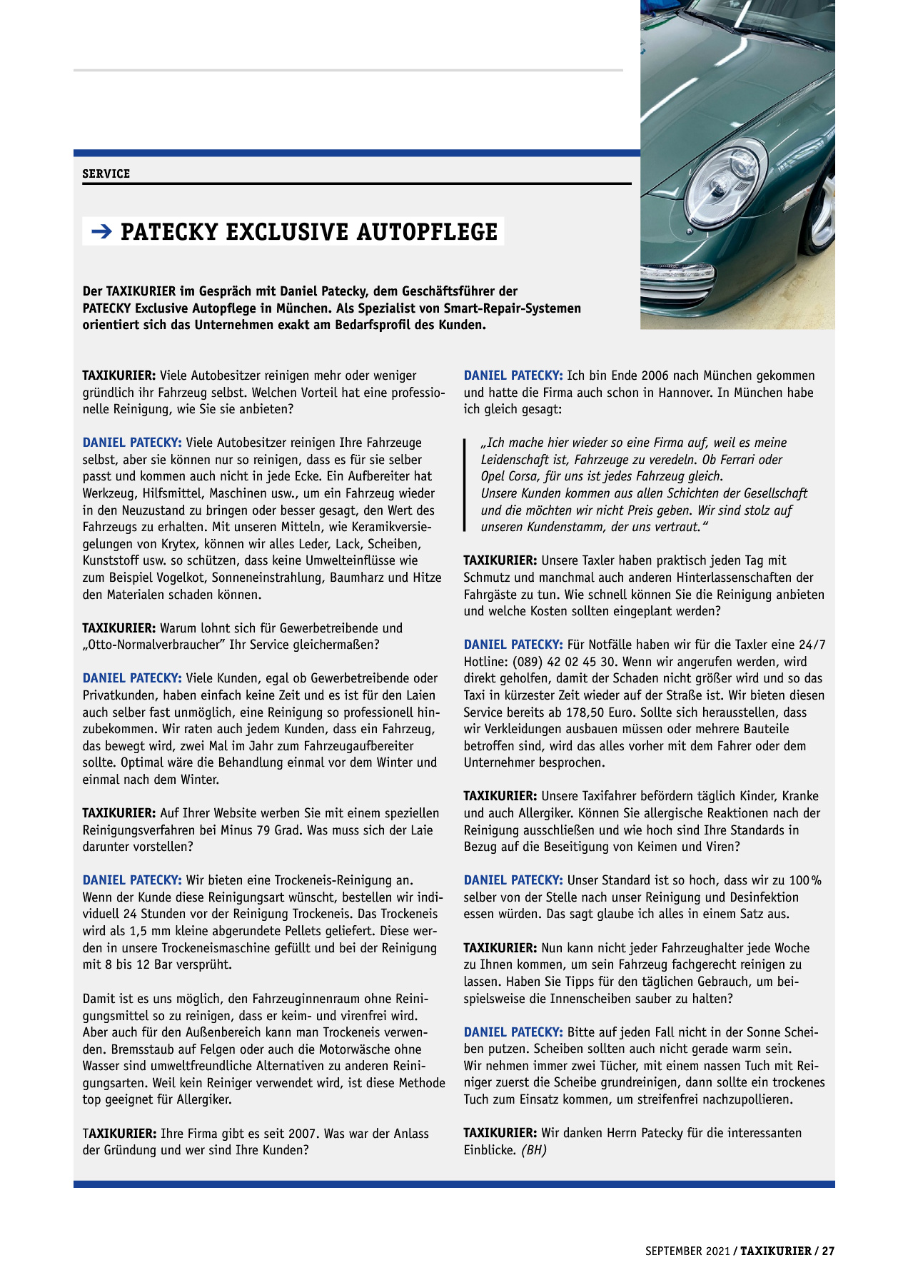 Originalseite 27 der Ausgabe Taxikurier September 2021