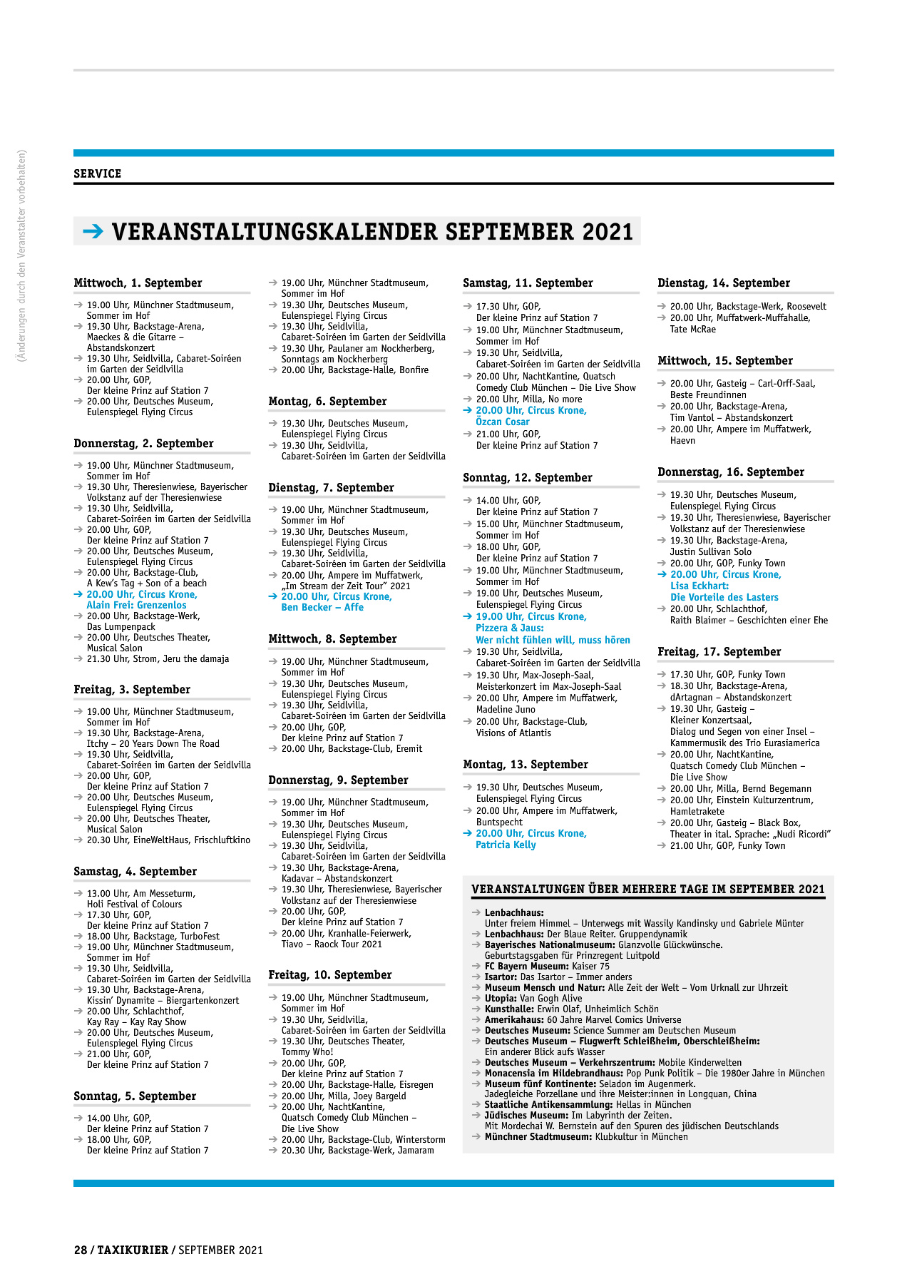 Originalseite 28 der Ausgabe Taxikurier September 2021