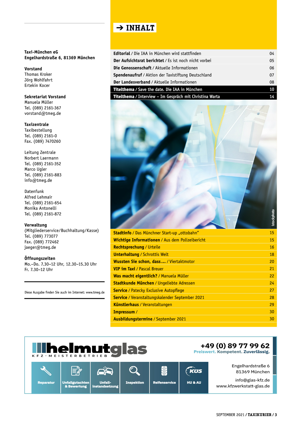 Originalseite 3 der Ausgabe Taxikurier September 2021