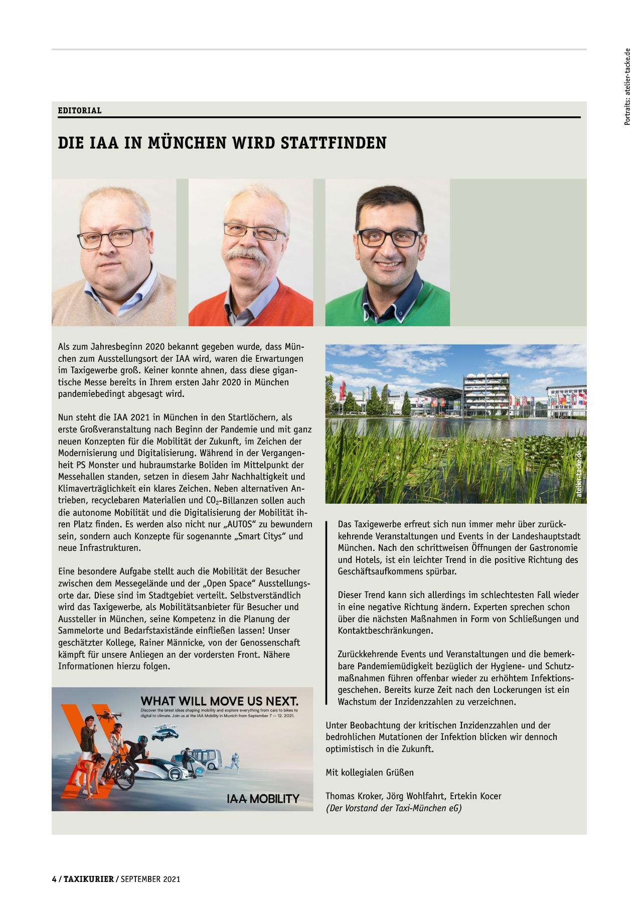 Originalseite 4 der Ausgabe Taxikurier September 2021