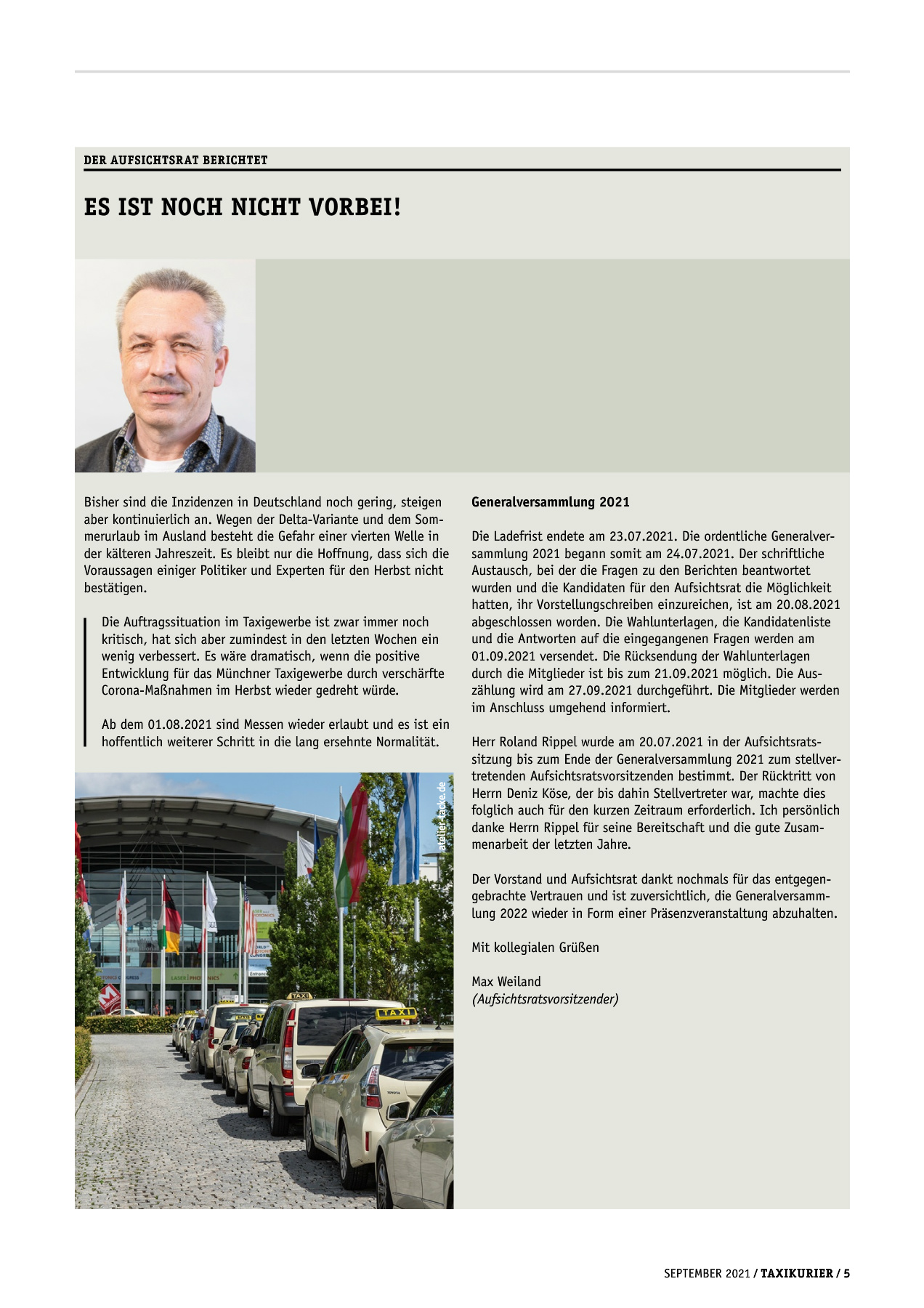 Originalseite 5 der Ausgabe Taxikurier September 2021