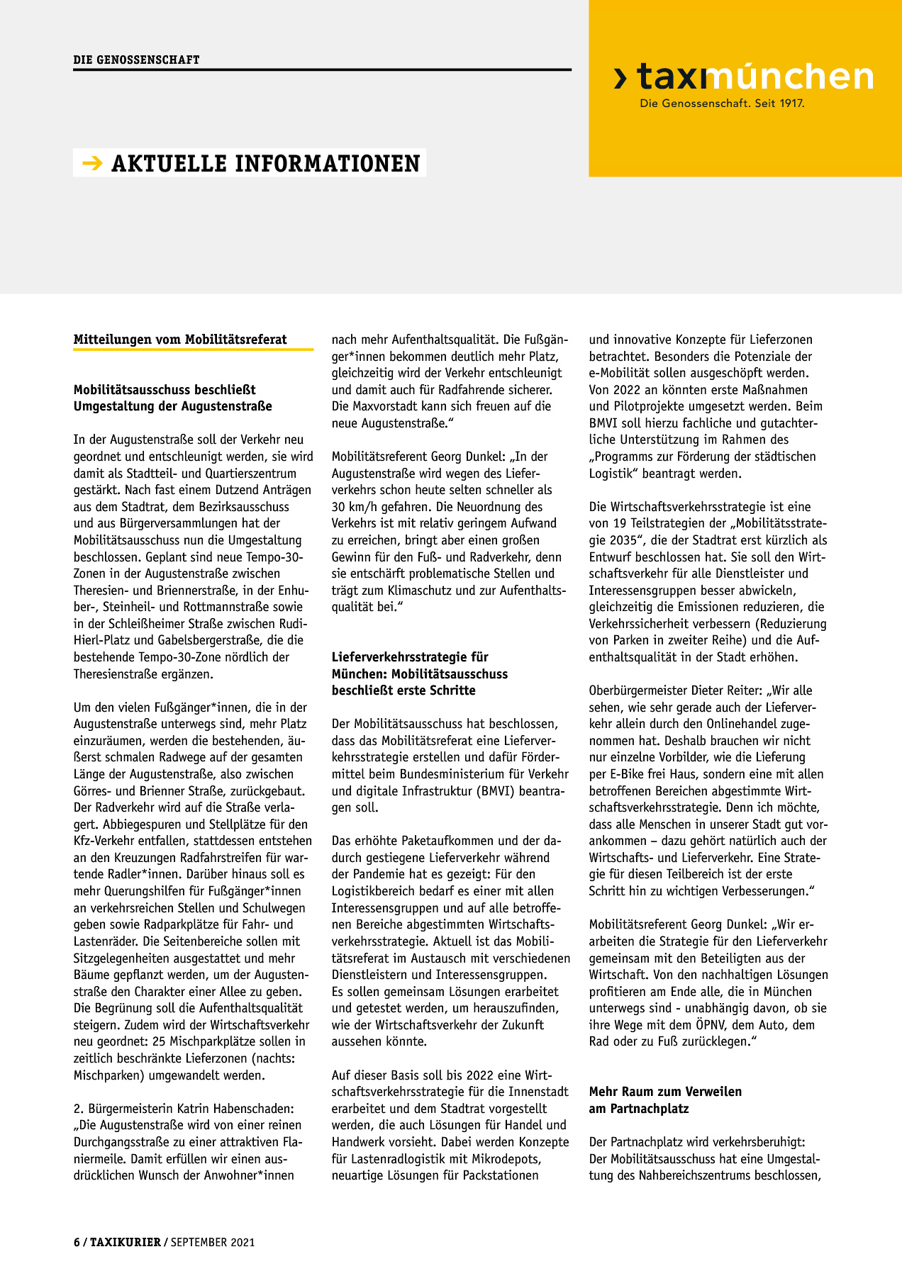 Originalseite 6 der Ausgabe Taxikurier September 2021
