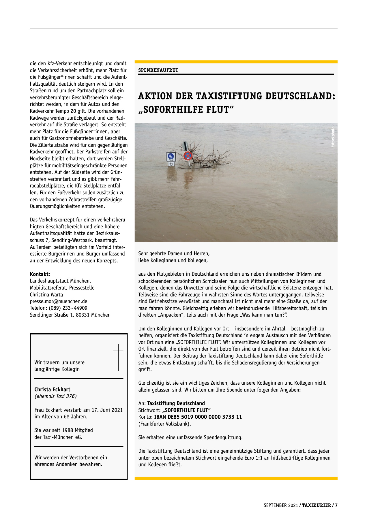 Originalseite 7 der Ausgabe Taxikurier September 2021