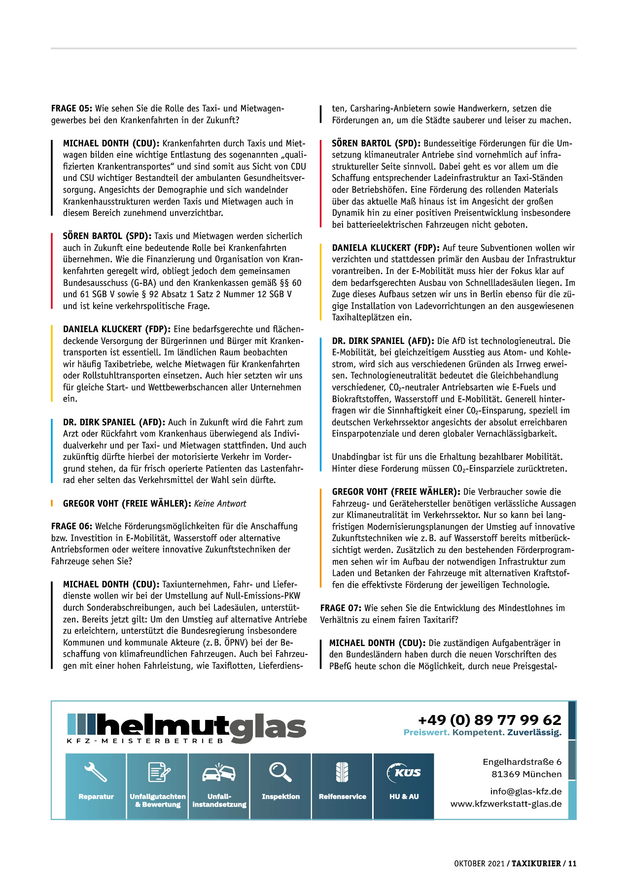 Originalseite 11 der Ausgabe Taxikurier Oktober 2021