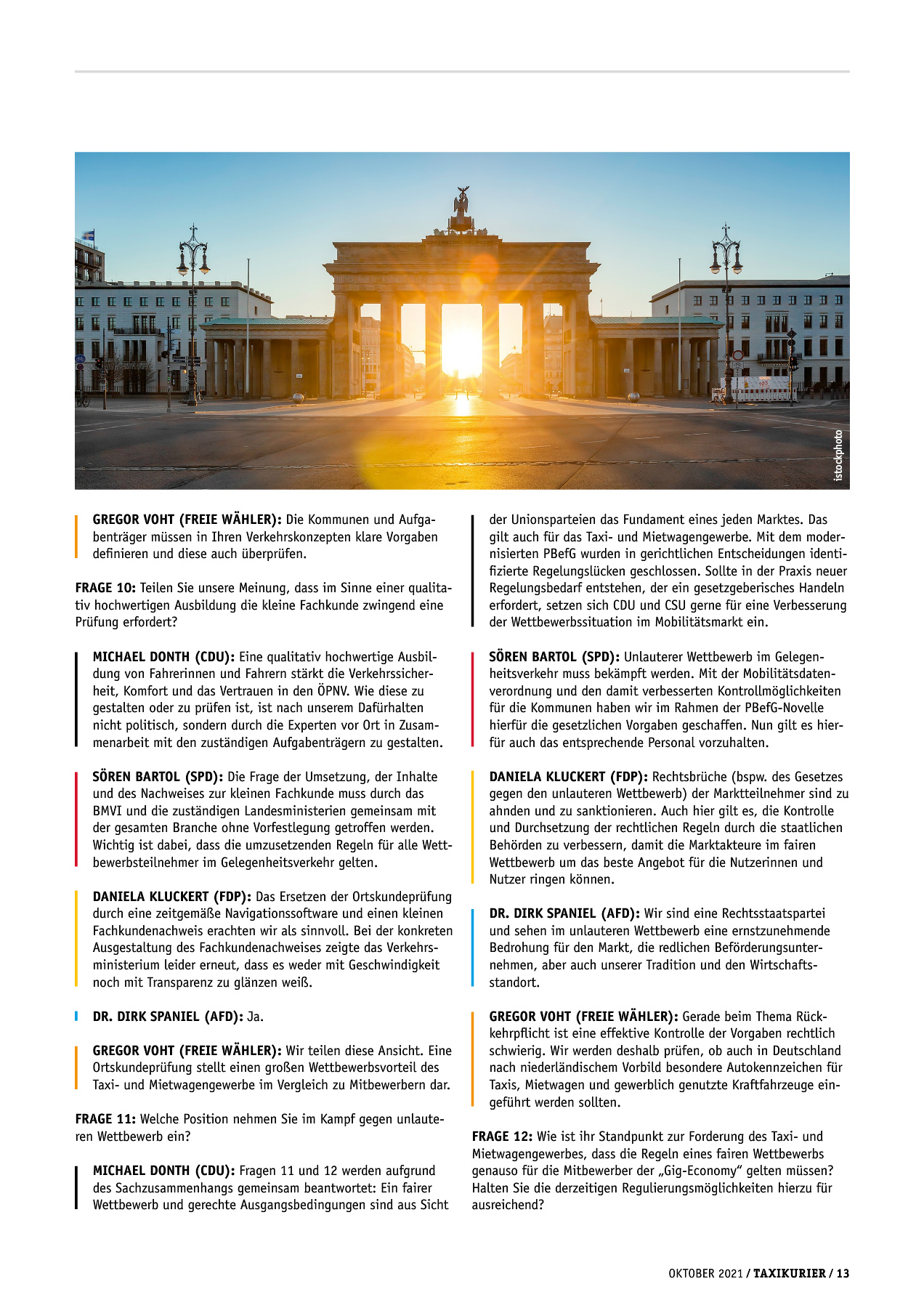 Originalseite 13 der Ausgabe Taxikurier Oktober 2021