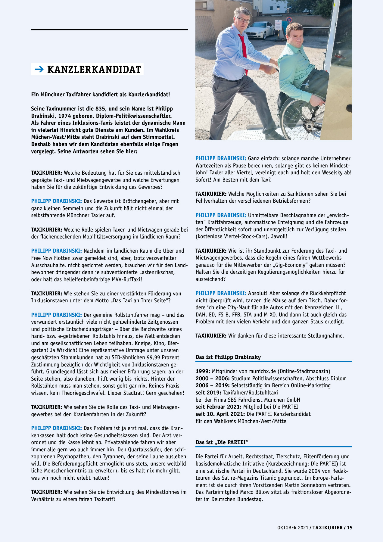 Originalseite 15 der Ausgabe Taxikurier Oktober 2021