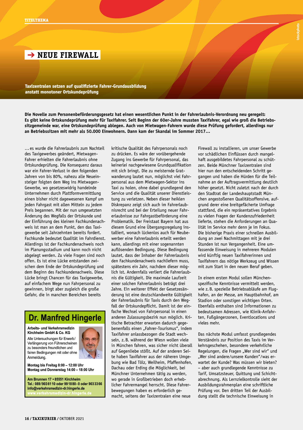 Originalseite 16 der Ausgabe Taxikurier Oktober 2021