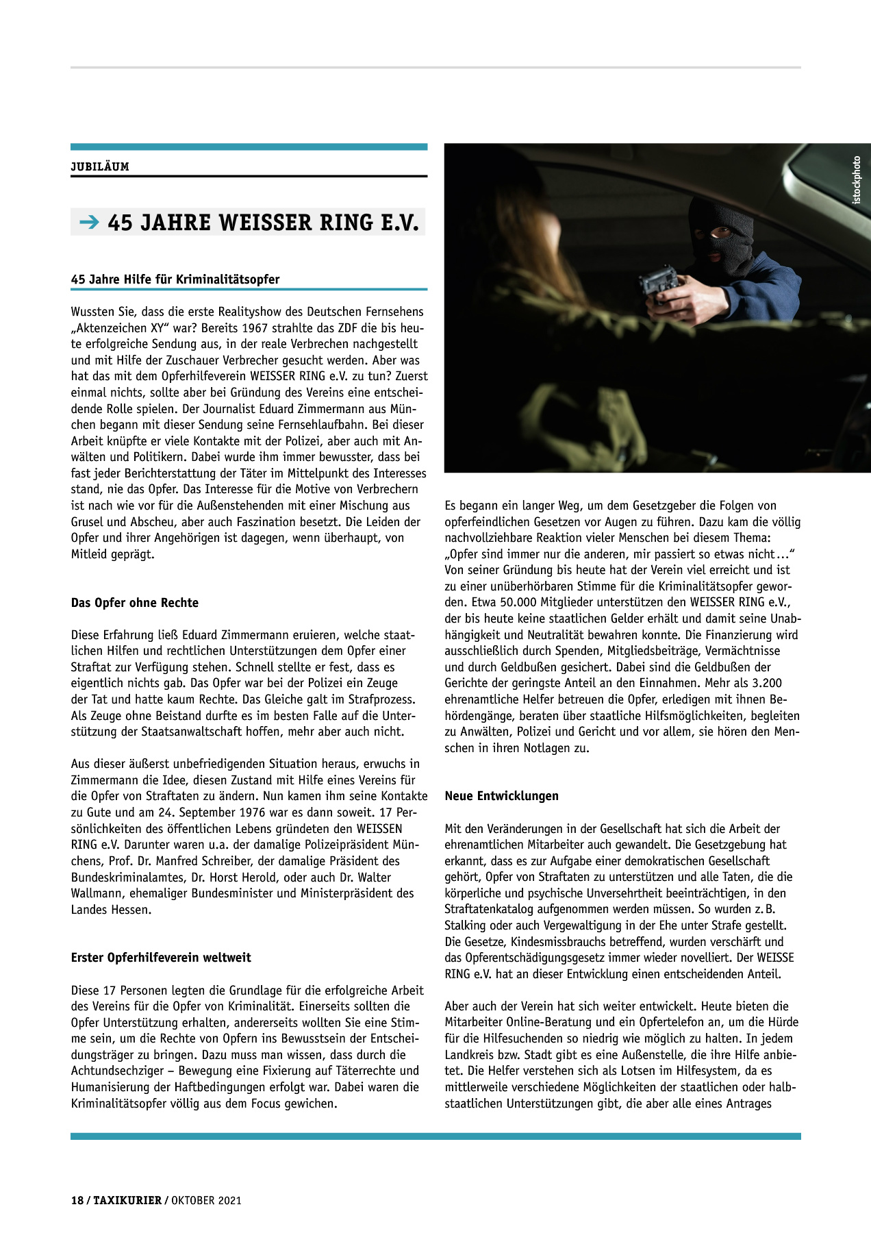 Originalseite 18 der Ausgabe Taxikurier Oktober 2021