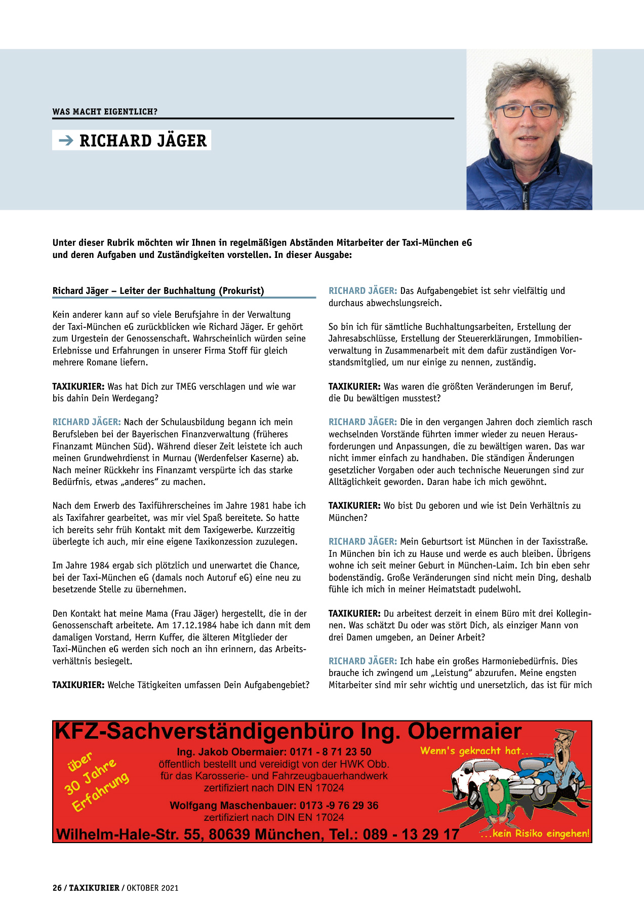 Originalseite 26 der Ausgabe Taxikurier Oktober 2021